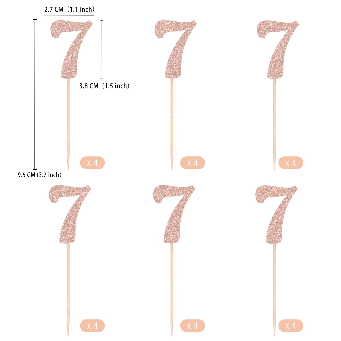 Gexolenu 24 PCS Rose Gold Double-sided 3rd Birthday Cupcake Toppers, Glitter Age THREE Cake Picks Decor, Third Happy Birthday Party Decorations Baby Shower Anniversary Party Supplies BST220