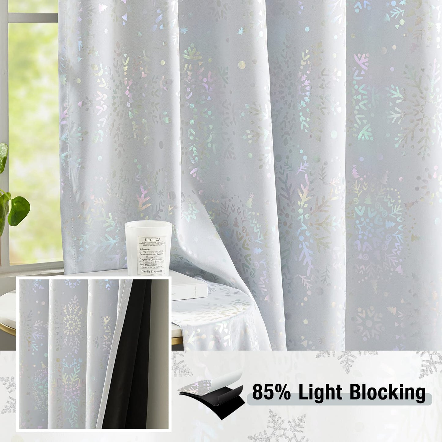 Treatmentex Gold Star Black Full Blackout Curtains for Boys Bedroom, Metallic Window Panels for Baby Nursery Room Grommet Top 2 pcs(Black Gold, 50x63in) BST202