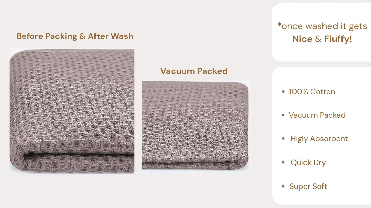 Cotton Waffle Weave Wash Cloths - Pack of 6 (12x12 Inches) | Ultra Soft, Absorbent Dish Cloths | Quick Dry, Dish Cloths & Dish Rags - Taupe/Grey (Kitchen Essentials) BST220