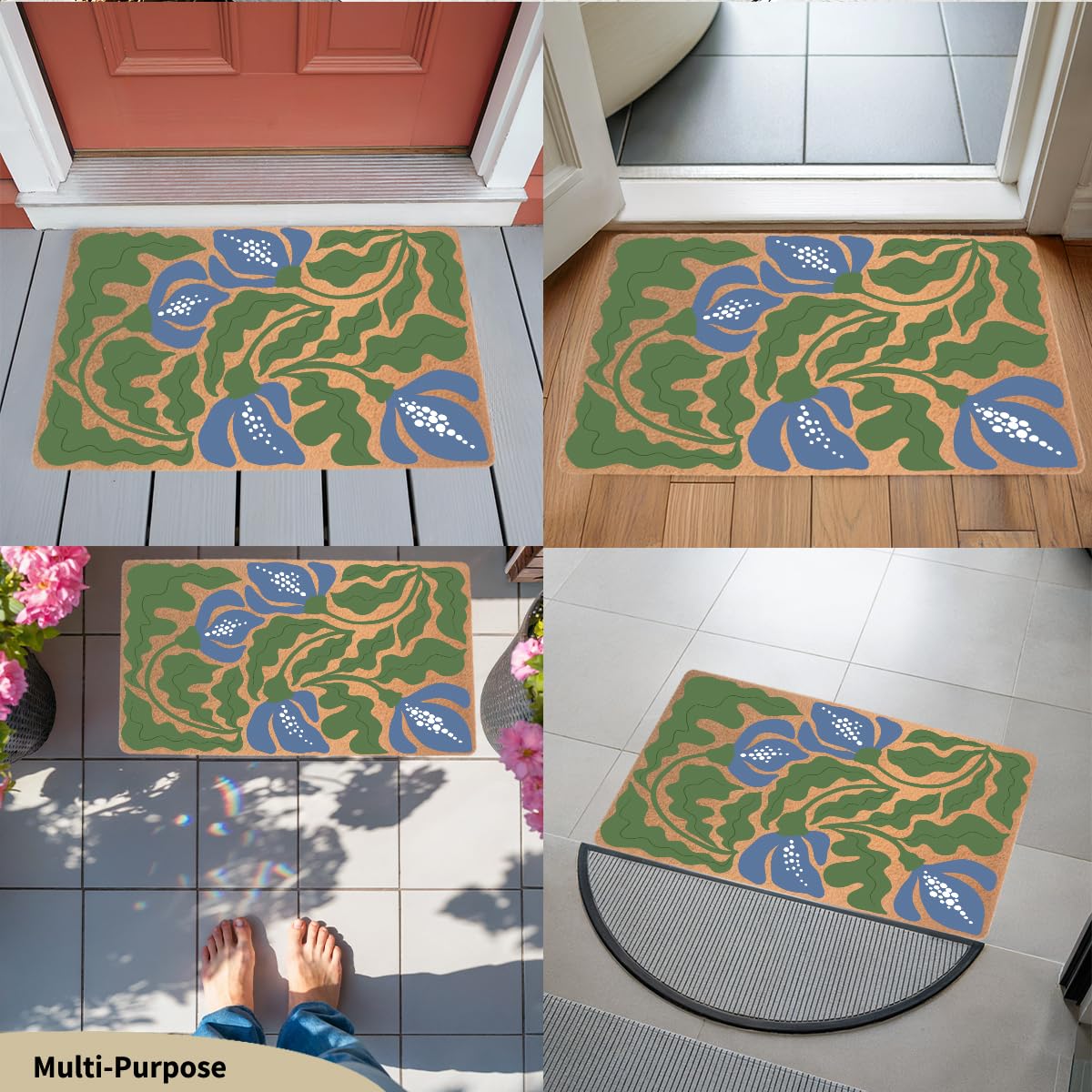 Funny Cat Door Mat 18x30 Inch, Faux Coco Coir Doormat with Non-Slip PVC Backing, Cats Printed Welcome Mat for Outdoor Indoor Entryway Porch Home Kitchen Patio, Cat Lover Gifts for Women Mom BST202