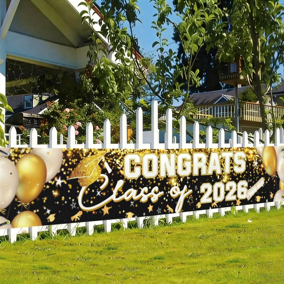 Graduation Decorations 2026 Grad Banner Backdrop Class of 2026 Graduation Party Supplies Gold BST202