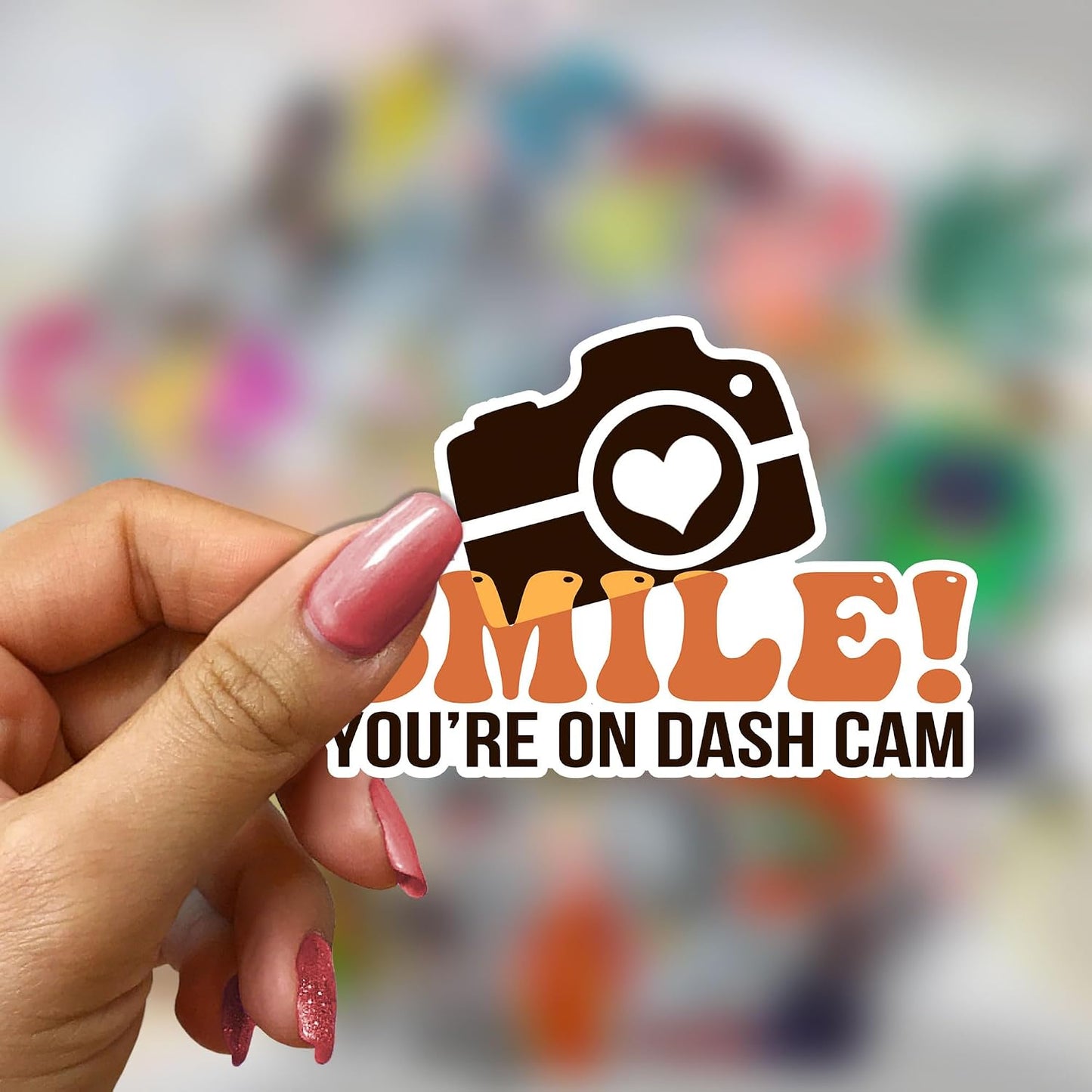 Smile You are On Dash Cam Sticker, Funny Warning Sign Camera CCTV Decals Sticker, Vinyl Waterproof Stickers for Car, Truck, Van, Windowns, Camera Area, CCTV, Gifts Ideas for Friends (6inches) BST326L