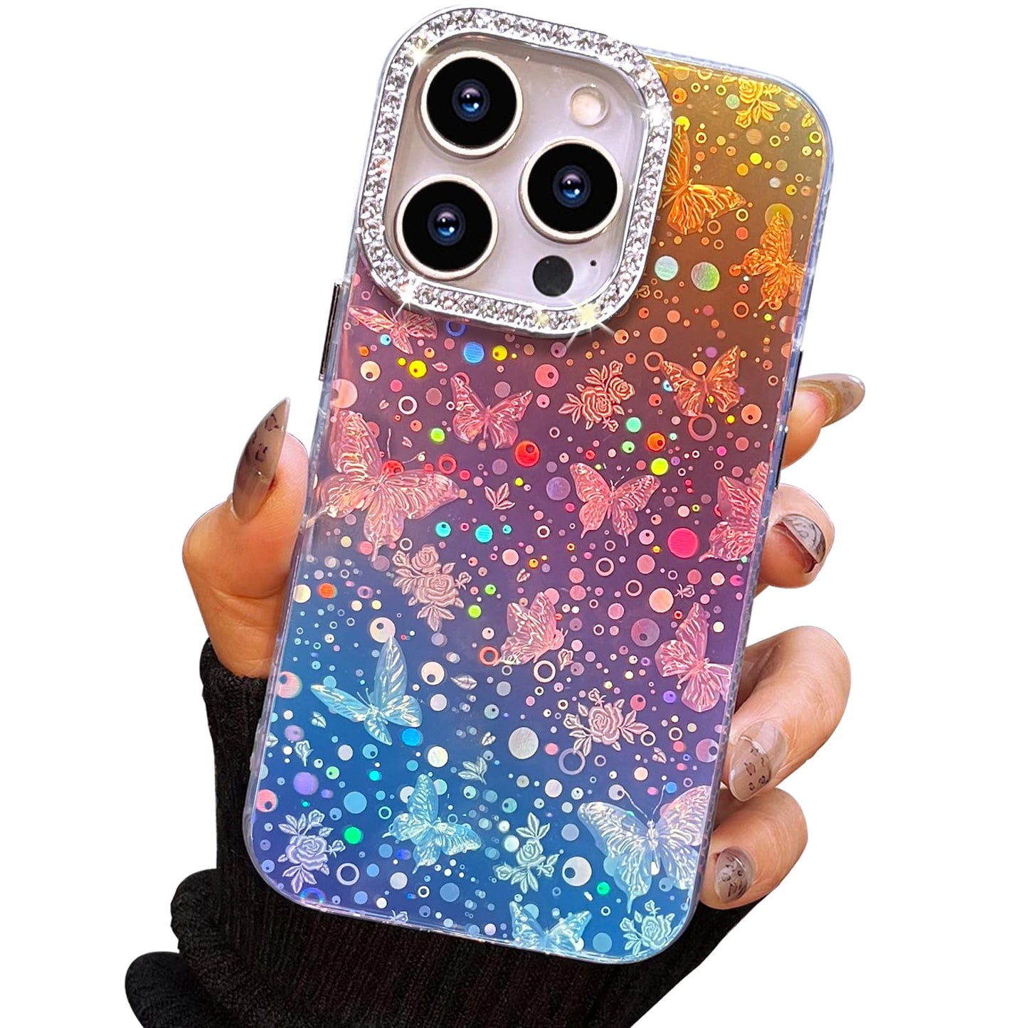 I-MGAE-IN-AR Compact Case for iPhone 16 Holographic Cloud Design,Cute Trendy Soft Slim TPU Shockproof Protective Phone Cases Cover for Women Girls Aesthetic Glitter WN420