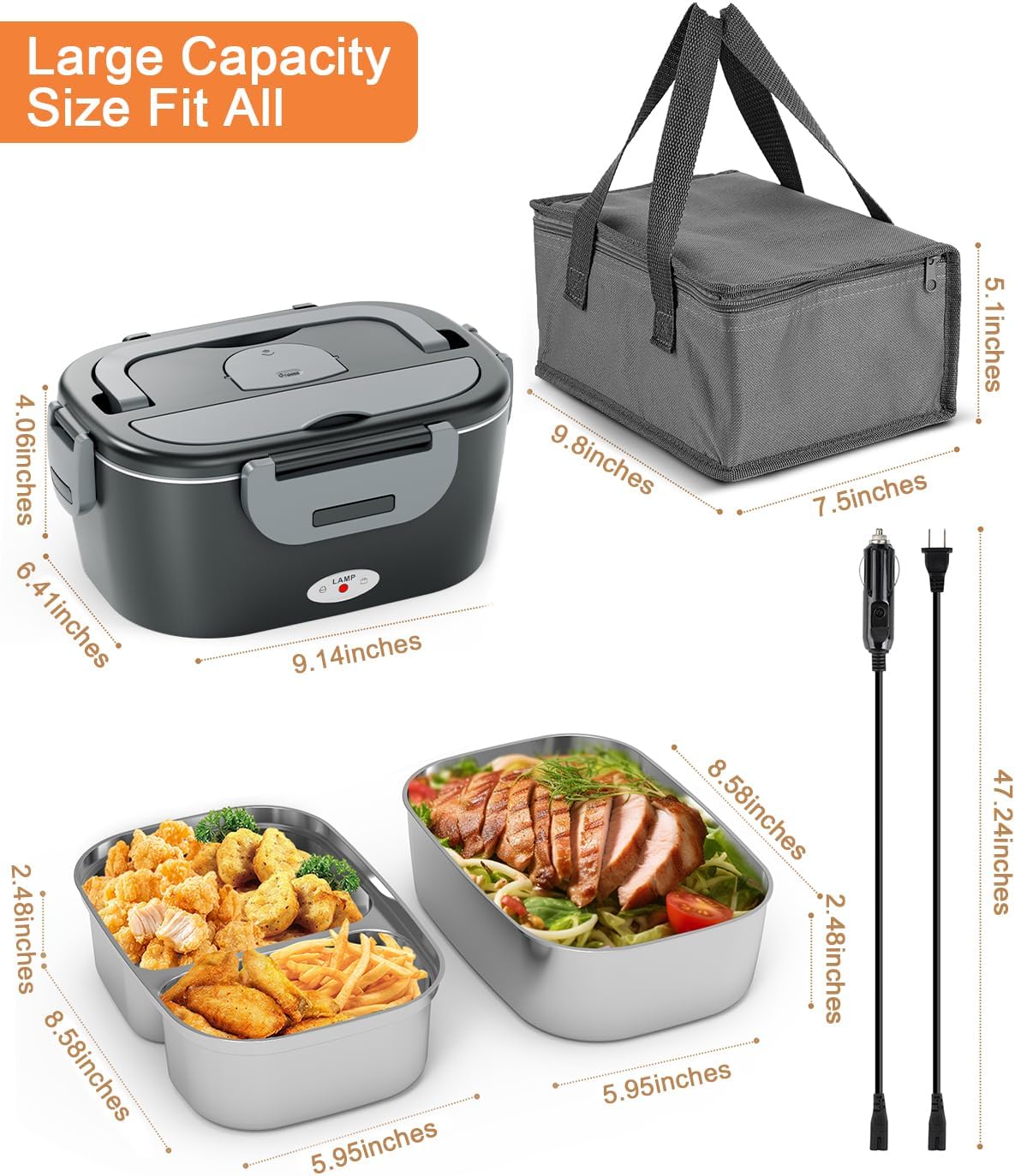 Geveniss 2 in 1 Electric Lunch Box for Men, Women & Adults 79