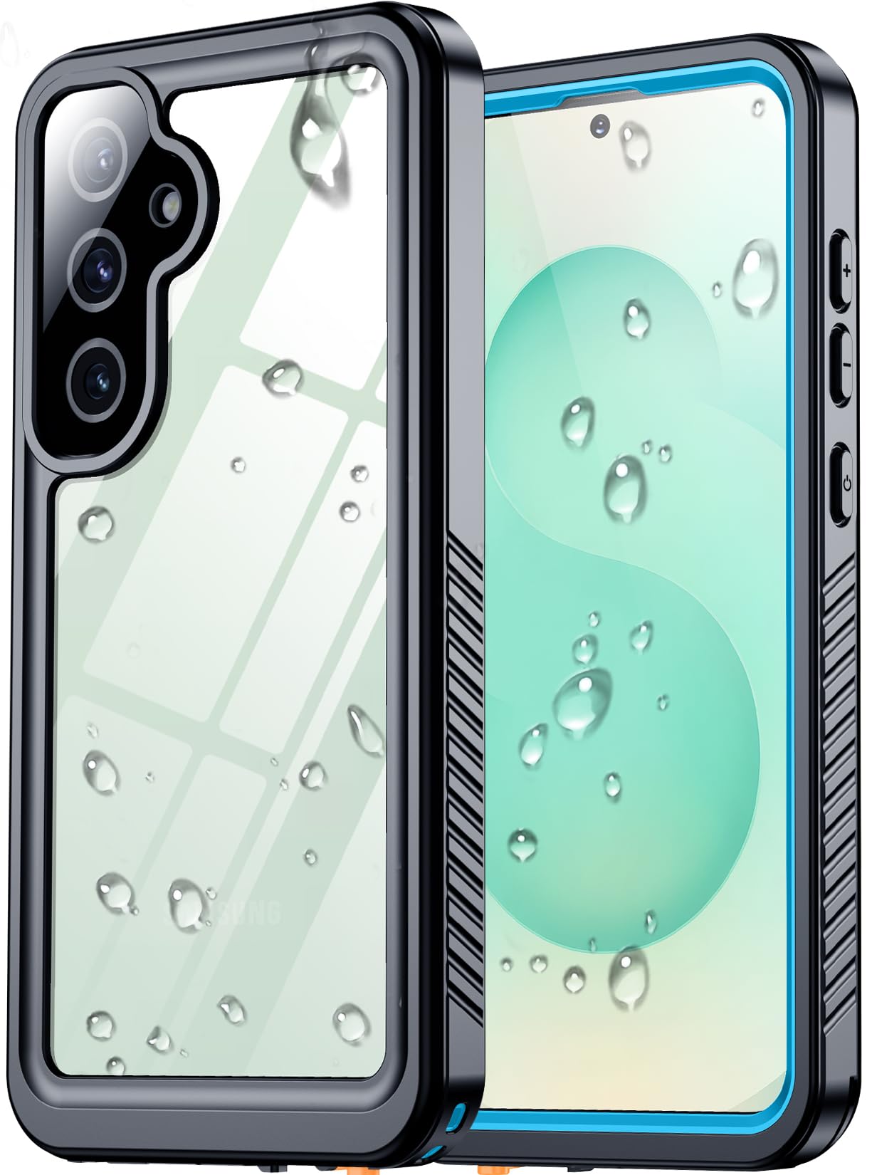 SPIDERCASE Designed for Samsung Galaxy S23 Case Waterproof,Built-in Screen & Camera Lens Protector[IP68 Underwater][Military Grade Shockproof] Full Body Protection Phone Case, Black/Clear WN420