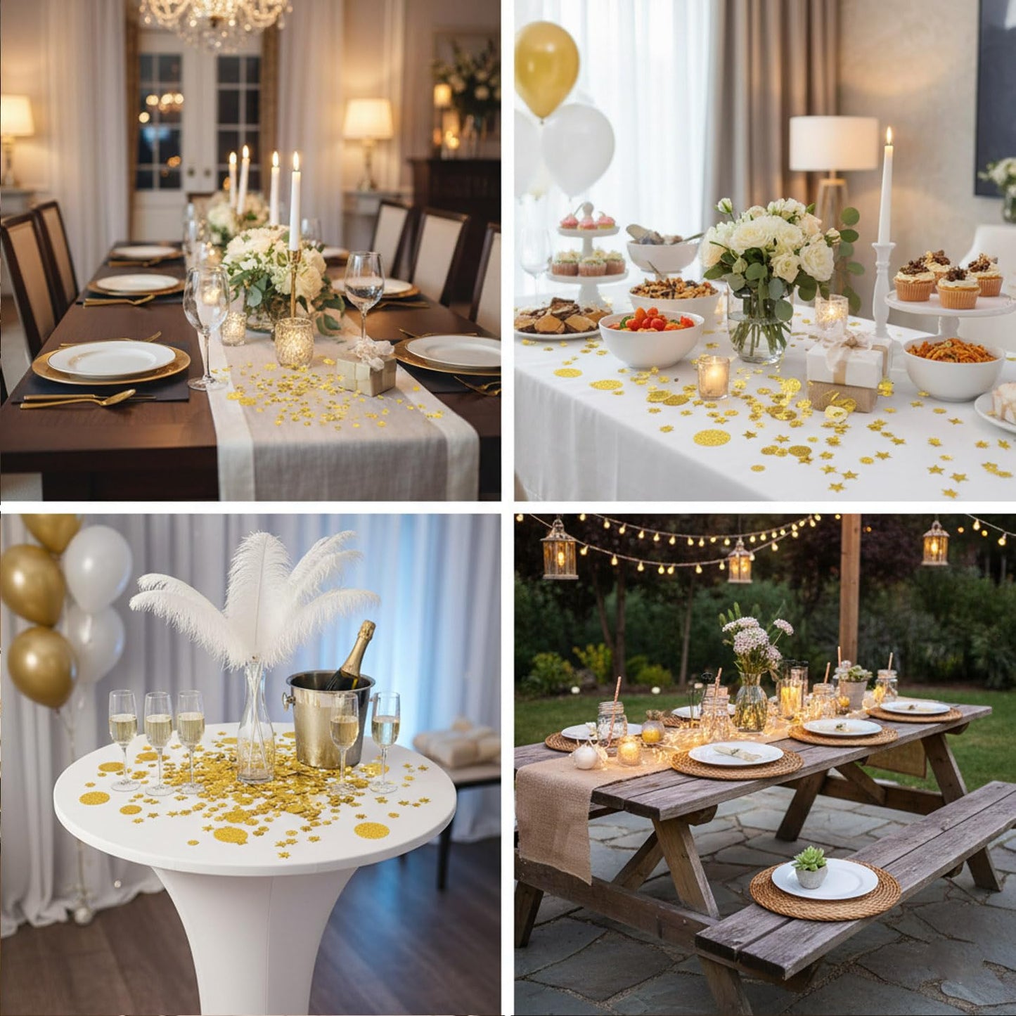 Gold Round Glitter Confetti(3/2/1 inch),200PCS Gold Dots Sparkling Confetti for Table Decor BST220