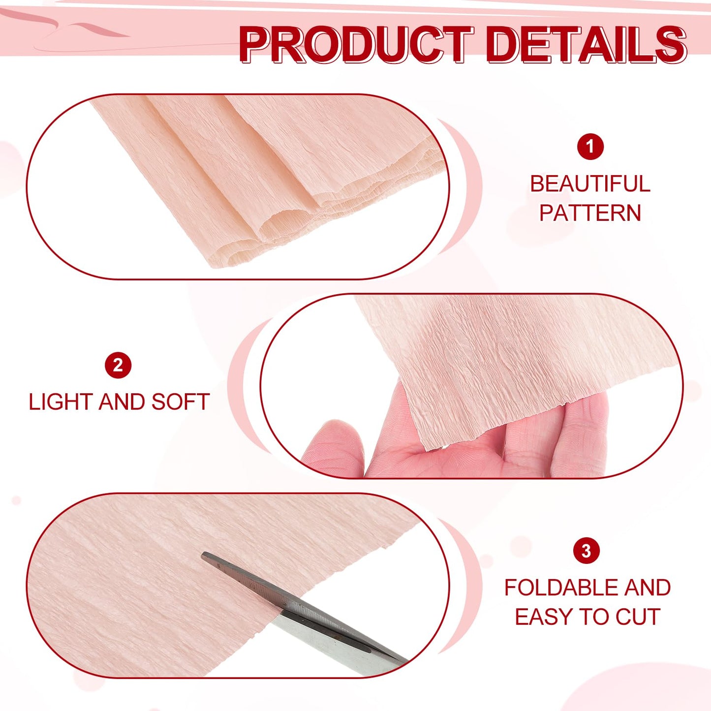 MECCANIXITY Crepe Paper Roll 7.5ft Long 20 Inch Wide for Wedding Ceremony Various Large Festivals Decoration, Light Champagne BST326L