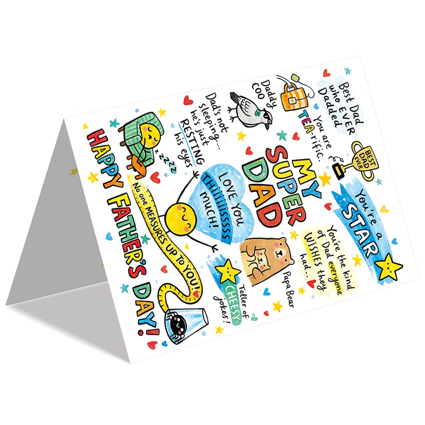 Fathers Day Card,Fathers Day Cards Gifts Decorations for Dad from Daughter Son,Happy Father's Day Cards Gifts Ideas with Envelope,Funny Sweet Dad Card BST220