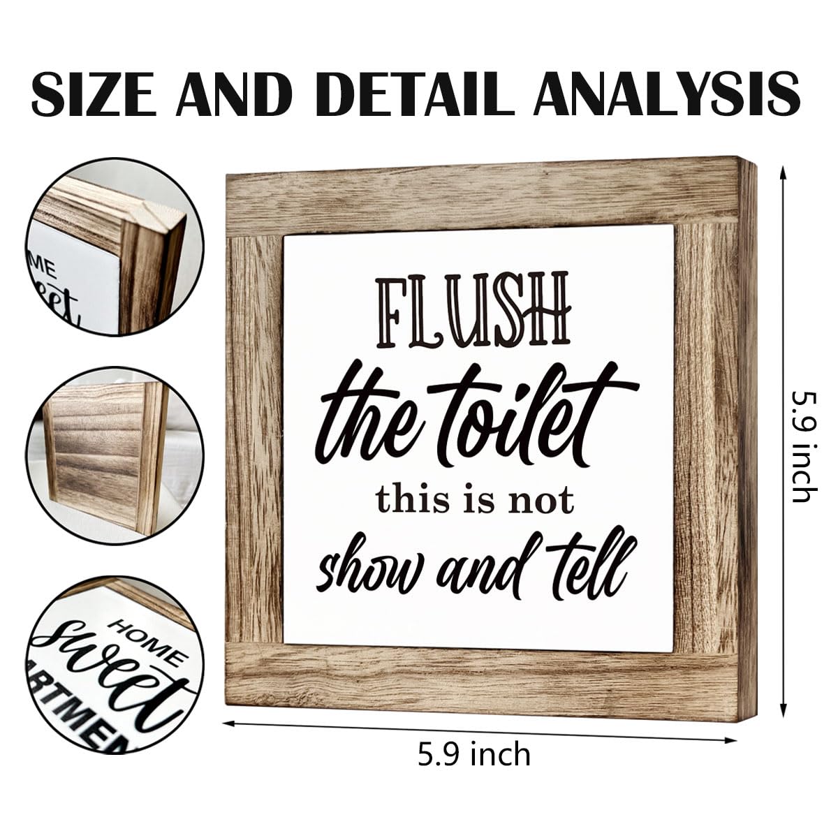 Bathroom Decor, Funny Bathroom Decor, Flush the Toilet This is Not Show and Tell, Wooden Box Signs for Home Decor, Bathroom Decor Tabletop, Kids Bathroom Rules Sign Decor, Bathroom Box Sign B6-71 BST202