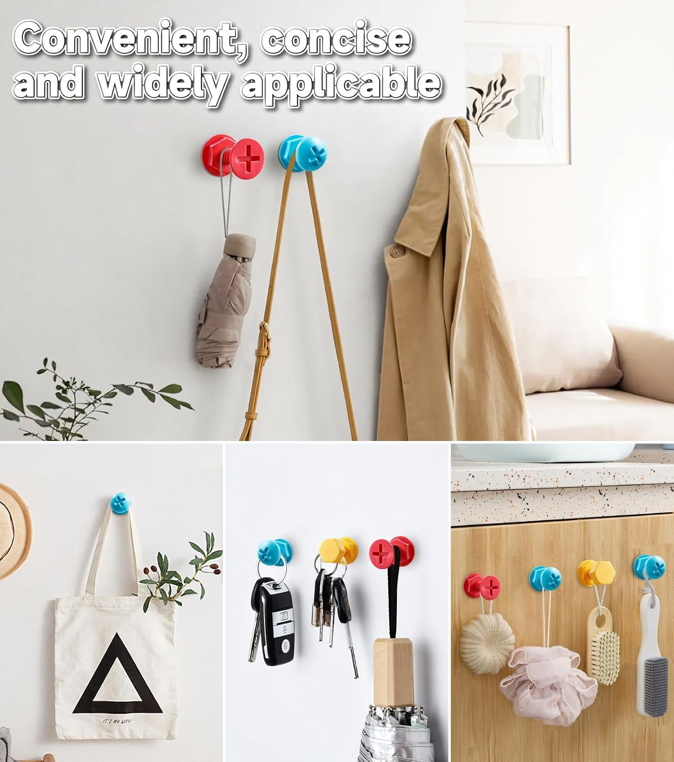 3Pcs Screw-Shaped Hook for Hanging, Serving as Heavy-Duty Command Hooks for Walls no Damage, Multi Purpose, Waterproof and Sturdy Command Hooks Heavy Duty (Contemporary, Count, 3) WN420