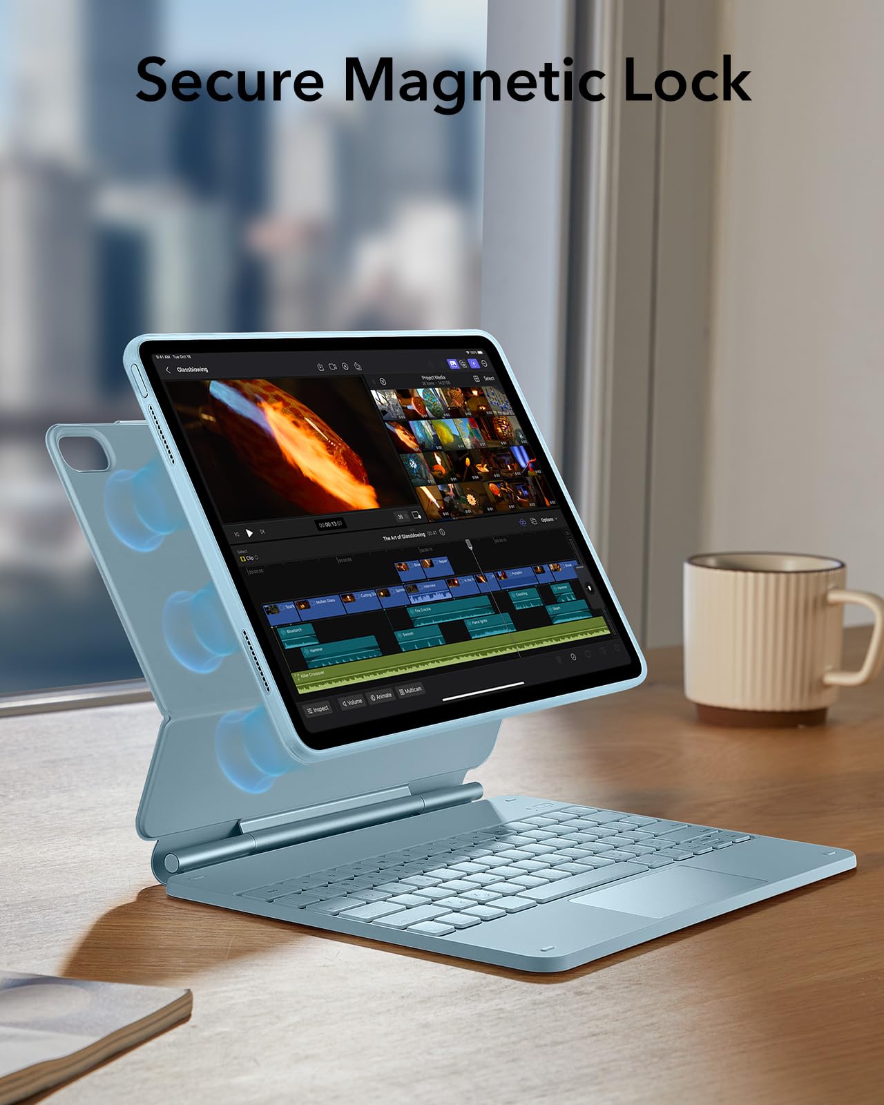 ESR for iPad Air 11 Inch Case with Keyboard M4/M3/M2 (2026/2025/2024) & iPad Pro 11/Air 5th/4th Gen Keyboard, Easy-Set Magnetic Stand, Portrait/Raised Modes, with Removable Protective Case, Black