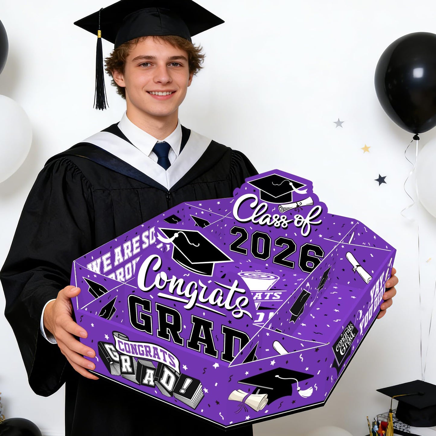 Gatherfun 2026 Graduation Party Supplies Kit - Class of 2026 Decor Set with Congrats Grad Food Trays, Graduation Decorations & Favors for a Memorable Grad Party（Red & Black） BST326H