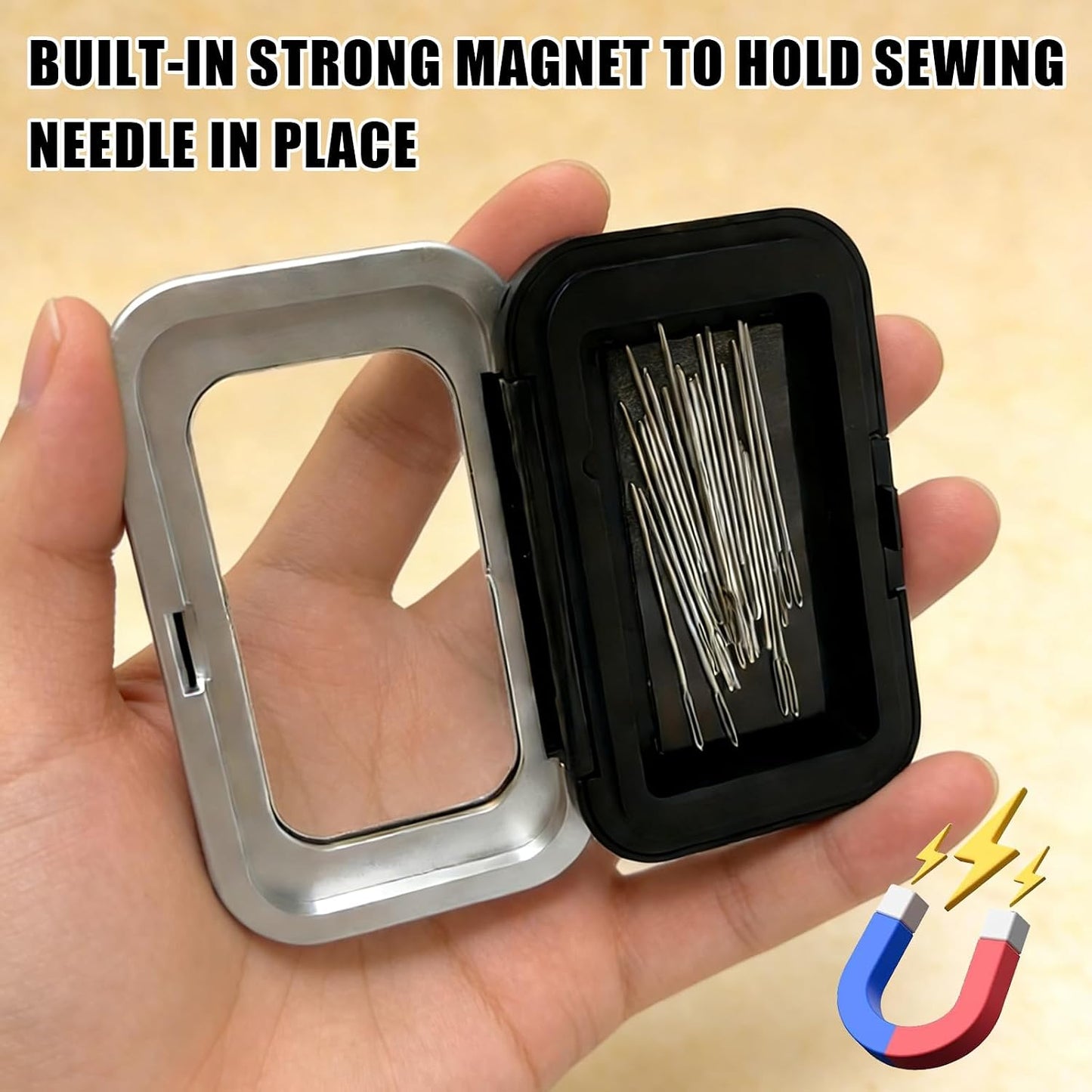 Tatibana Sewing Needle Storage Box, with Acrylic Lid, for Sewing Crafts | Transparent acrylic lid, lightweight, easy to carry, made of good-quality plastic, a strong magnet, store metal needles BST202