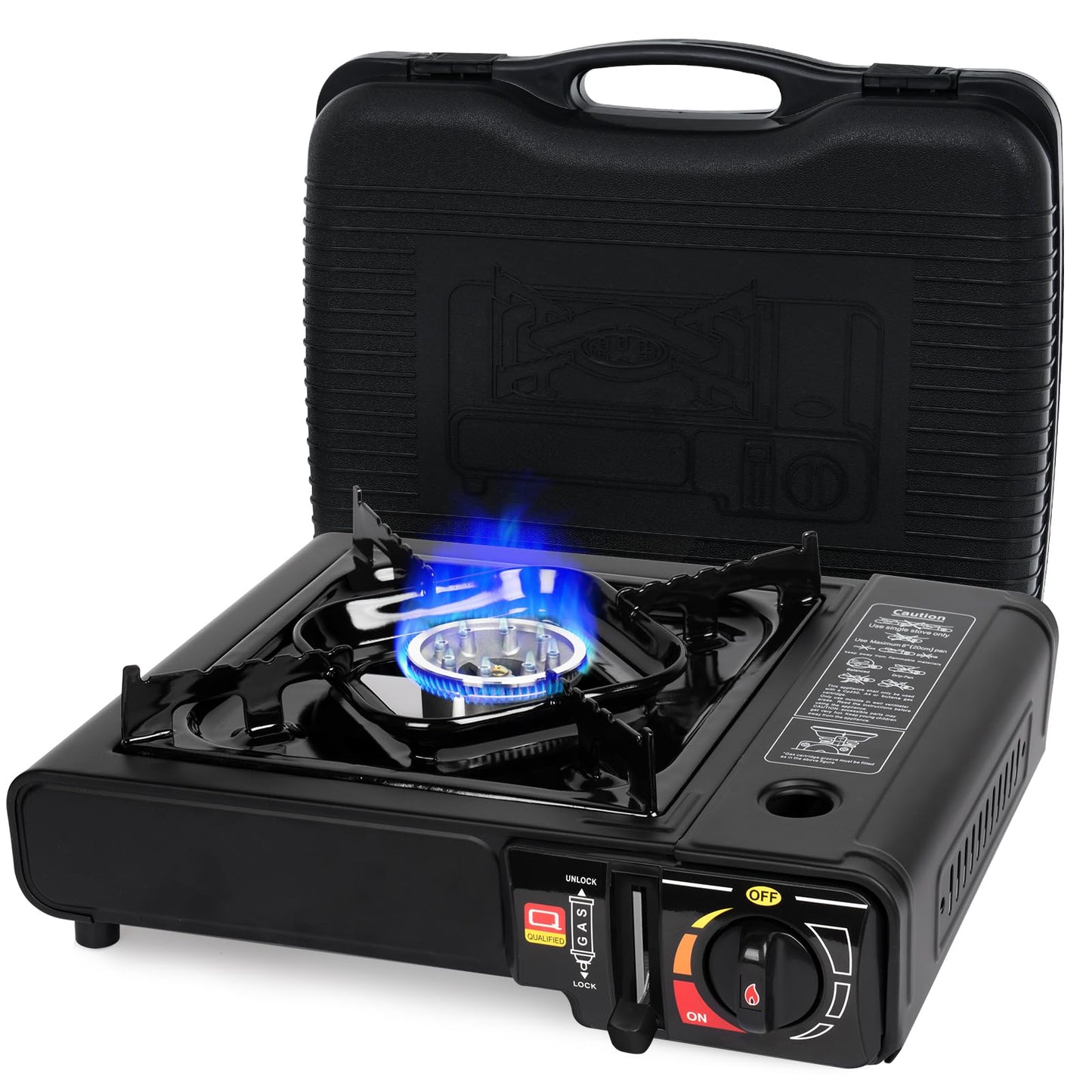 SHINESTAR 7800 BTU Dual Fuel Camping Stove, Propane Portable Gas Stove | Propane or Butane Camp Stove with Adjustable Heat Dial, Carry Case & Propane Adapter Hose,for Outdoor Cooking and Emergencies BST326H