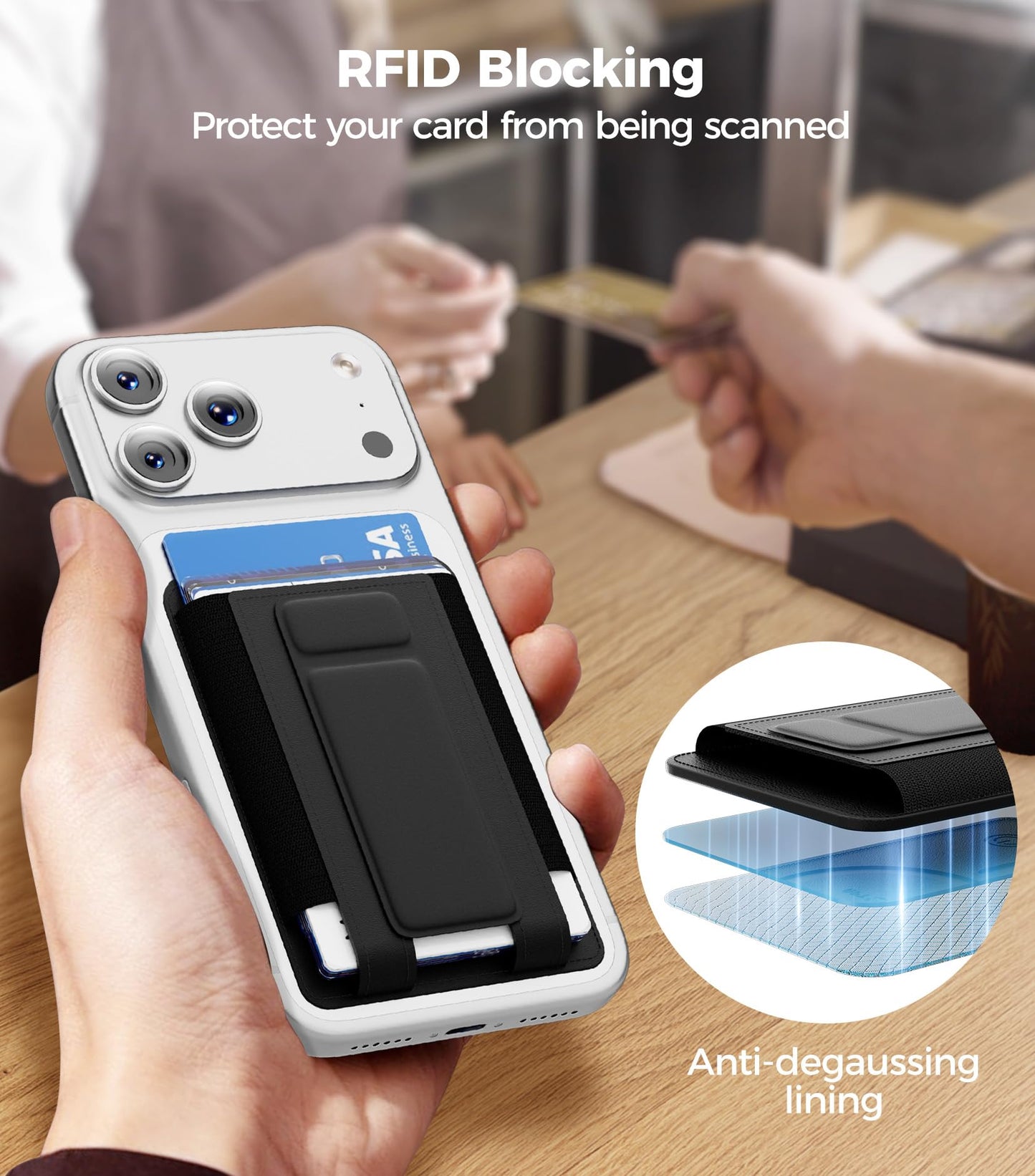for MagSafe Wallet, Works with Apple Find My, 5-Card RFID Holder with Stand Also Grip, Strong Magnetic Wallet for iPhone 17/16/15/14/13/12 Pro Max Air Plus, Wireless Charging, Brown BST220