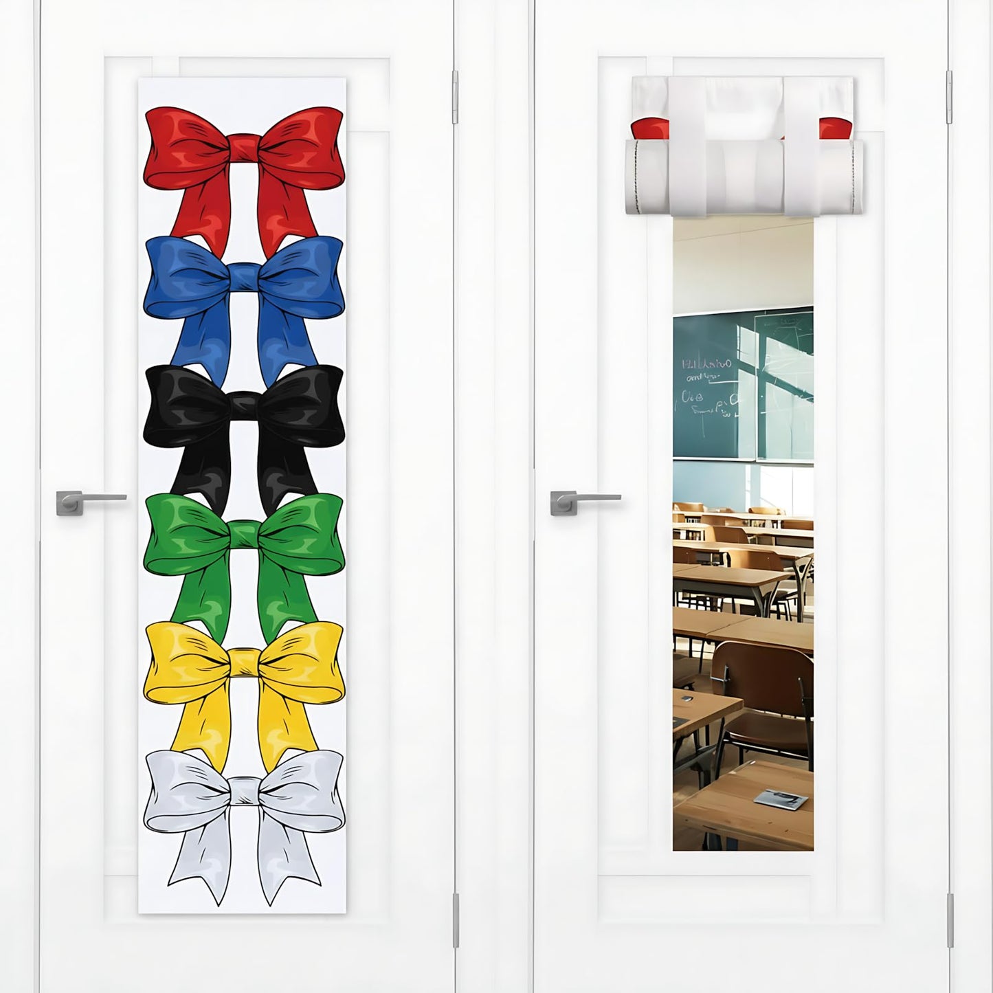 2 Pcs Bow-knot Classroom Door Cover School Classroom Curtain,Bohemian | Thickened Door Curtains, Blackout Curtains 8x43'', Light Blocking Window Covers, Office, Porch, Schoolroom Cover Shade BST326L