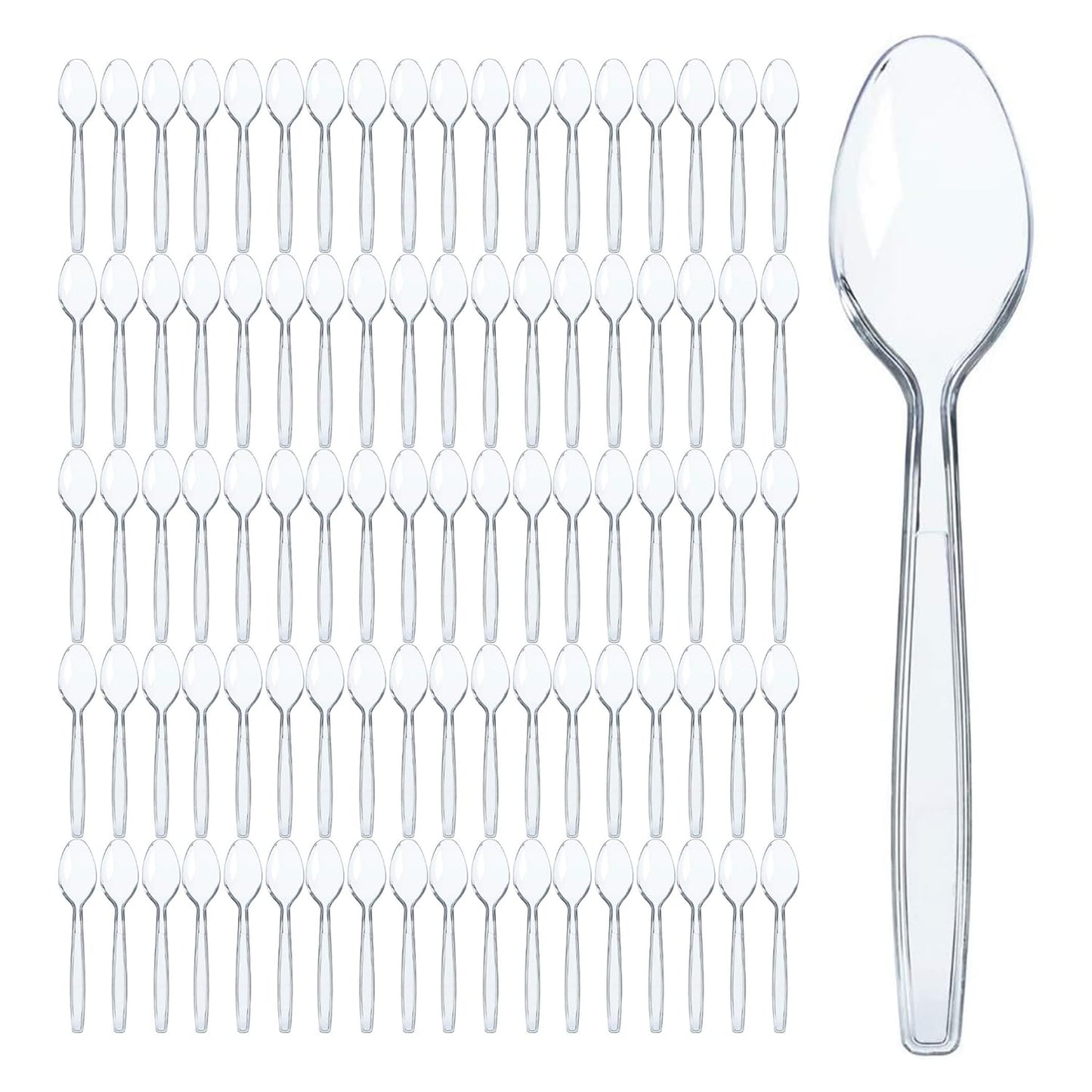 Prestee 300 Black Plastic Spoons Bulk - Durable Disposable Plastic Silverware Spoons - Heat-Resistant Spoon Cutlery - Heavy Duty Flatware Pack - Disposable Silverware Utensil Set for Hot and Cold Food BST220