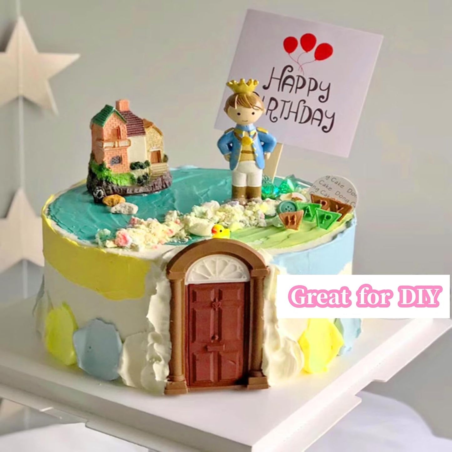 2Pcs Window Frame Fondant Cutter Silicone Mold for Cake Decorating with 3D Door House Castle Design Microwave Safe Dishwasher Safe Non Stick Flexible Baking Tool BST202