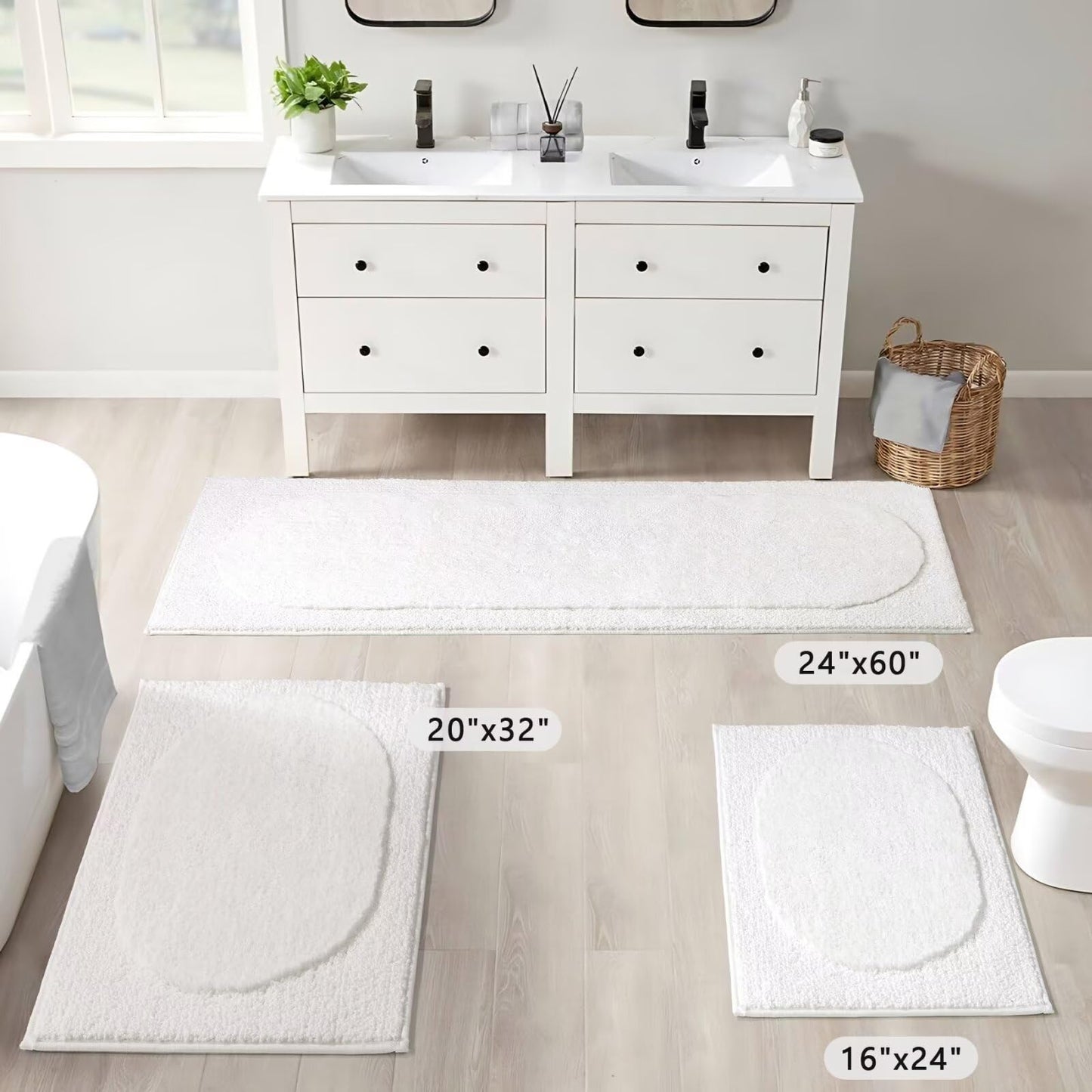 DEXDE Bathroom Rugs Non-Slip Mat for Bathroom Floor Shower,24x16 Beige | Thick Soft Absorbent Bath Mat, Quick Dry Microfiber Rug, Machine Washable Shower Floor Bathroom Mat Home Decor Accessories BST220