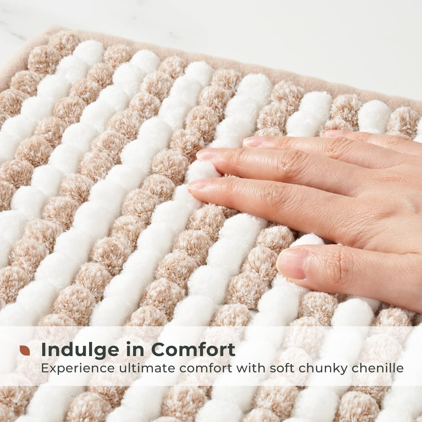 FRESHMINT Thick Chunky Chenille Bathroom Rug, Black, 20"x32" | Non-Slip Backing, Water Absorbent Surface, Machine Washable Care, Cushioned Comfort, Bathroom Floor Use BST220