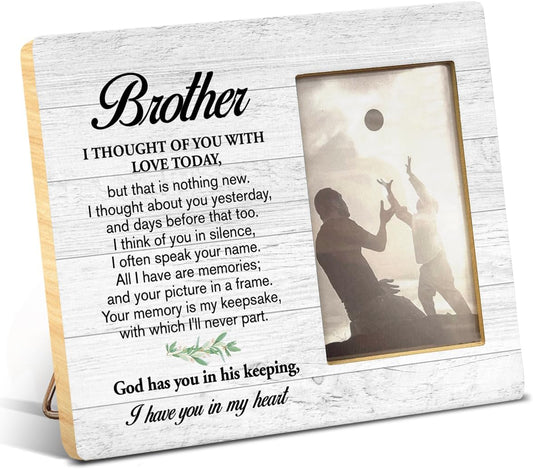 Yuzi-n Memorial Gifts for Loss of Brother Sympathy Wood Picture Frame | Remembrance Brothers Gifts, Memorial Picture Frame for 4x6 Inches Photo BST326H