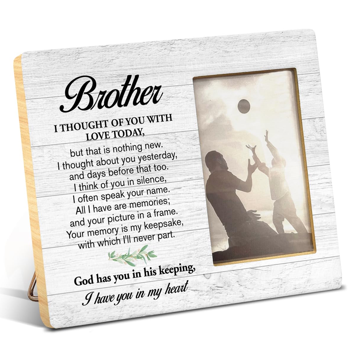 Yuzi-n Memorial Gifts for Loss of Brother Sympathy Wood Picture Frame | Remembrance Brothers Gifts, Memorial Picture Frame for 4x6 Inches Photo BST326H