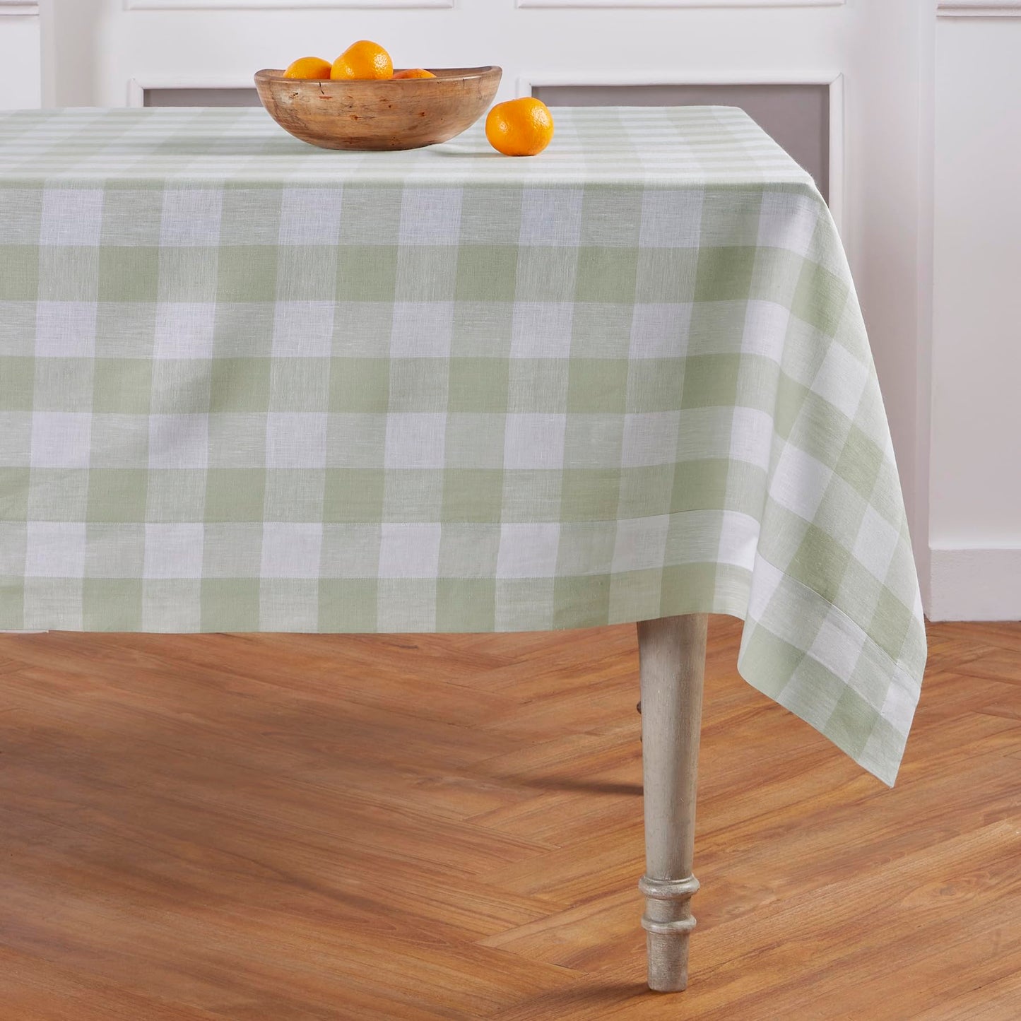 Solino Home 100% Pure Linen Rectangular Tablecloth Pink Check, 60 x 120 in | Buffalo Check Linen Table Cloth for dining and entertaining | buffalo checkered weave | Marshmellow Pink | OEKO-TEX Certified BST326SOLH