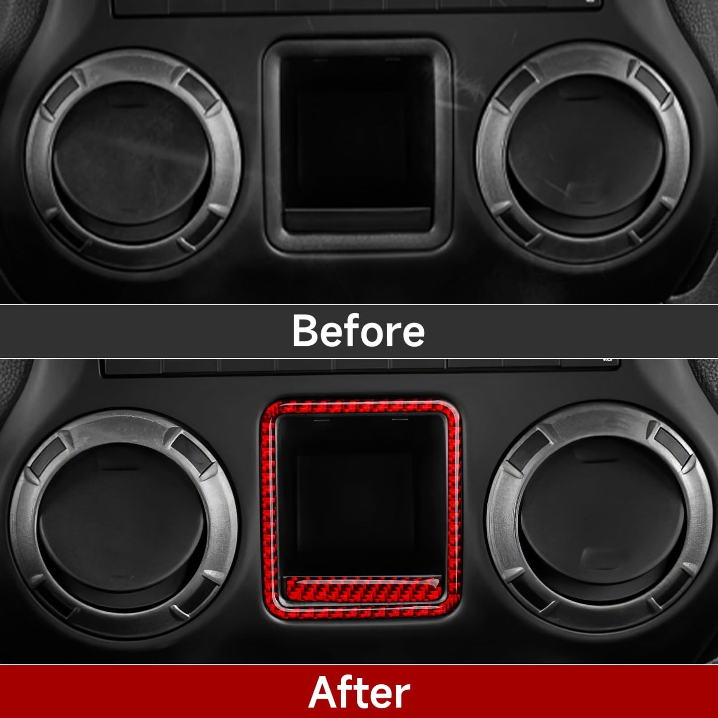 Car Gear Shift Lower Panel Sticker Carbon Fiber Decal Interior Trim Cover for Jeep Wrangler 2011 2012 2013 2014 2015 2016 2017 Accessories (Red) BST220