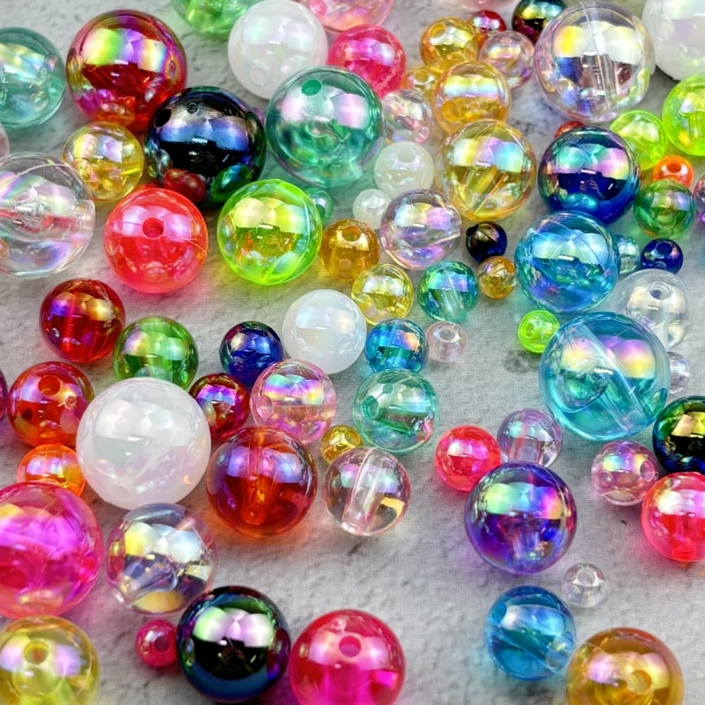 2000pcs 4mm Acrylic Round Beads AB Colors Acrylic Beads Round Spacer Beads with Hole for DIY Bracelet Necklace Jewelry Making Supplies Handmade Craft(Green AB) BST220
