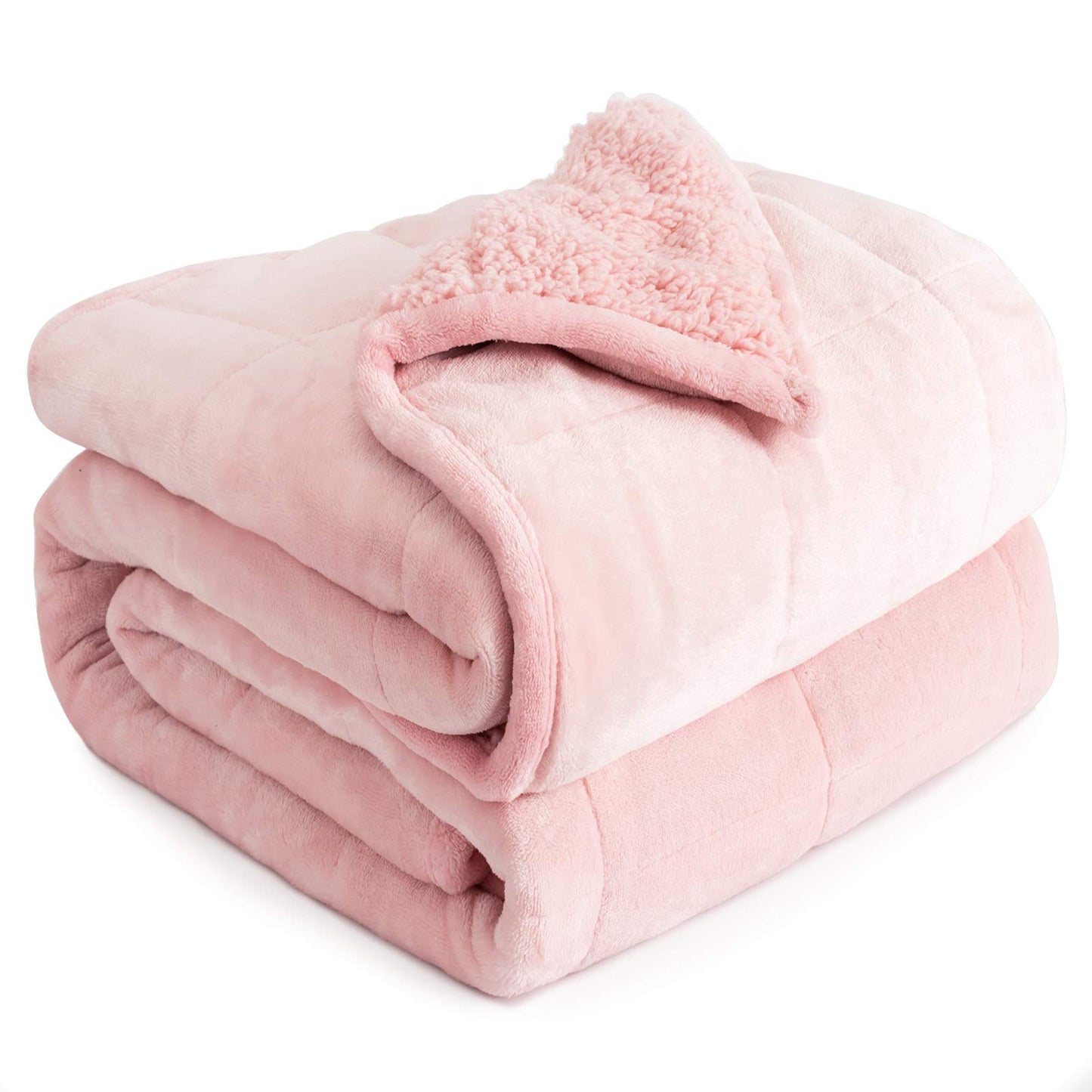 Cottonblue Sherpa Fleece Weighted Blanket for Adults 15 lbs 48x72in Soft | Cozy Flannel Weighted Throw Blankets Full Size for Calming Sleeping Relaxing, Warm Fuzzy Bed Sofa Heavy Blanket Washable,Grey BST202