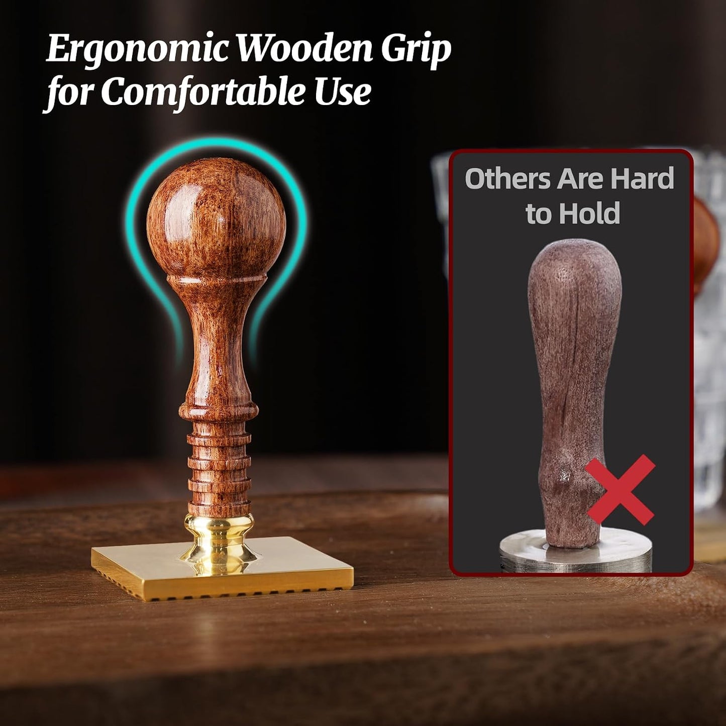 NiHome Ice Cube Stamp for Cocktails, Copper Ice Press Stamps w/Brass Head & Solid Wooden Handle Gift Packaging, Easy-to-Use for Cocktails Whiskey, Party Drinks, Home Bar, Holiday Events (3 Patterns) BST326H