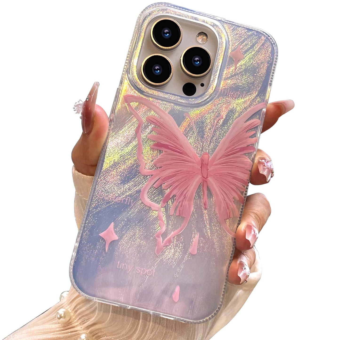 I-MGAE-IN-AR Compact Case for iPhone 16 Holographic Cloud Design,Cute Trendy Soft Slim TPU Shockproof Protective Phone Cases Cover for Women Girls Aesthetic Glitter WN420
