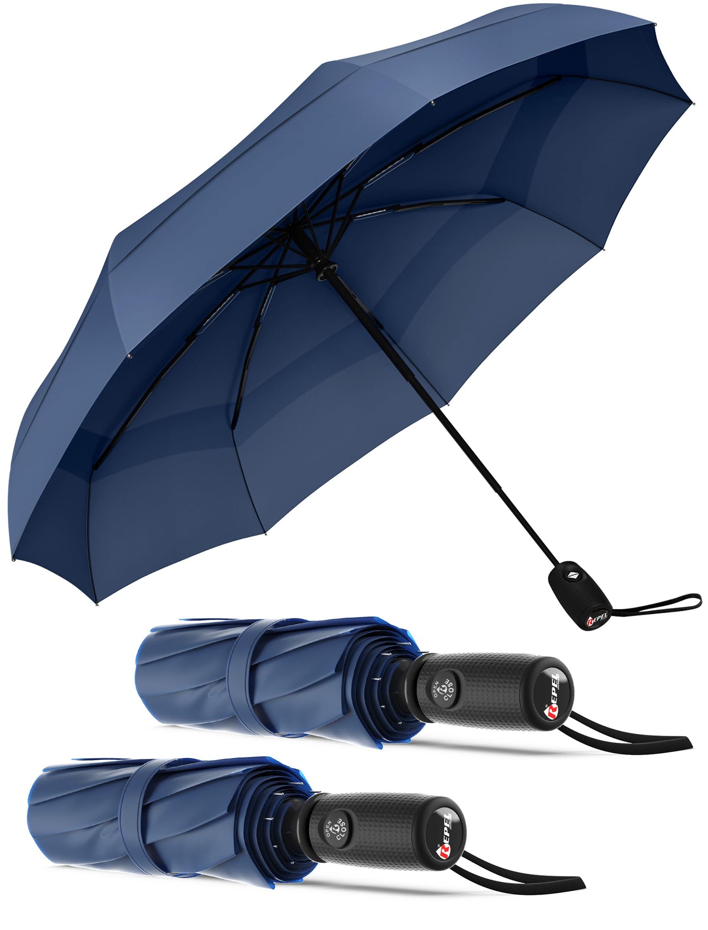 Repel Windproof Travel Umbrella - Compact & Withstands Winds up to 100MPH , Strongest Premium Auto Folding Umbrella for Rain and Sun - Durable, Light & Portable for Women & Men , Fits Backpack & Cars