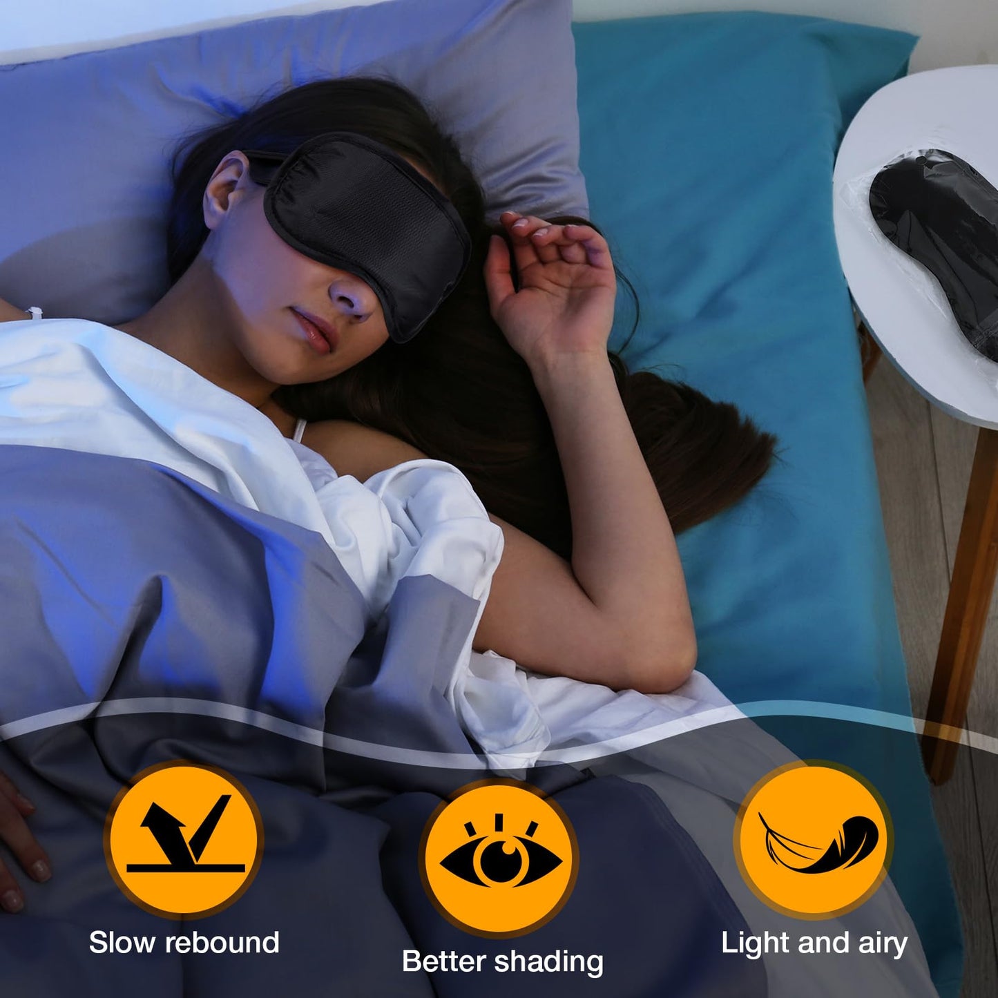 Tarpop 200 Pcs Eye Mask Sleeping Blindfold Eye Cover with Adjustable Strap for Games Party Team Building Travel Individually Wrapped Sleep Mask for Women Men (Blue)