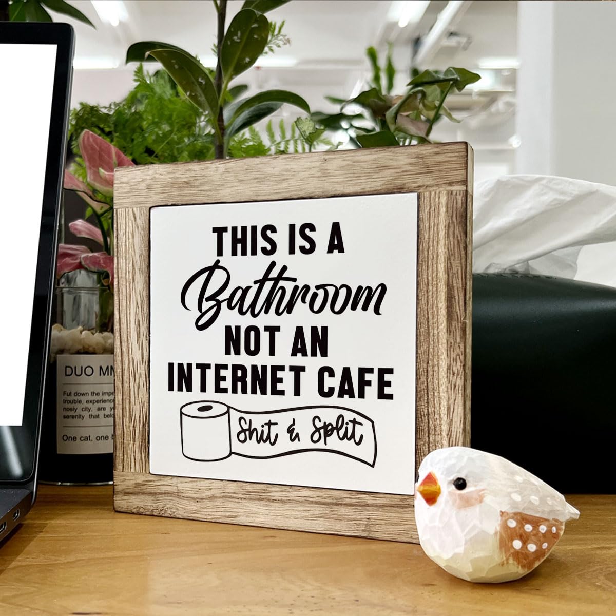 Bathroom Decor, Funny Bathroom Decor, Flush the Toilet This is Not Show and Tell, Wooden Box Signs for Home Decor, Bathroom Decor Tabletop, Kids Bathroom Rules Sign Decor, Bathroom Box Sign B6-71 BST202