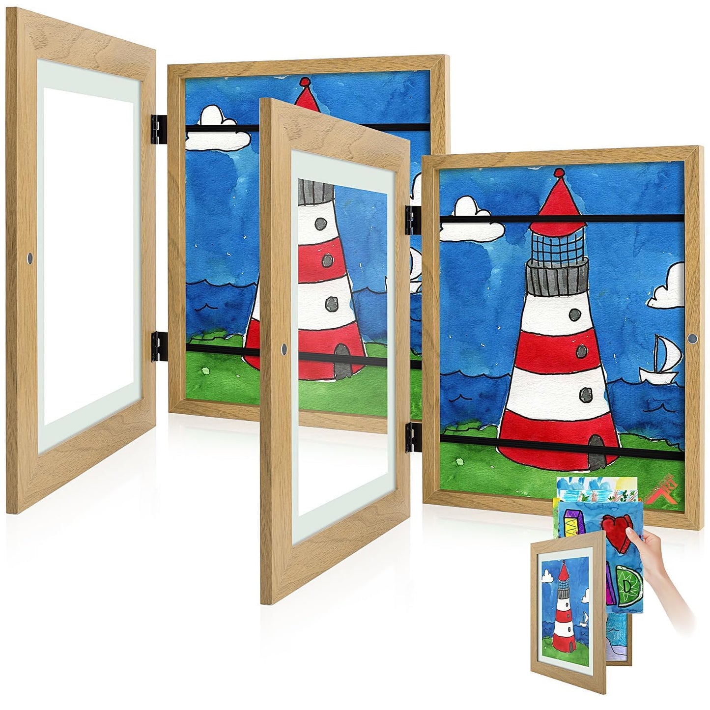 Golden State Art, 8.5x11 Kids Art Frames, Front-Opening Picture Frame Great for Kids Drawings, Artworks, Children Art Projects, Schoolwork, Home or Office (Walnut, Set of 2) BST220