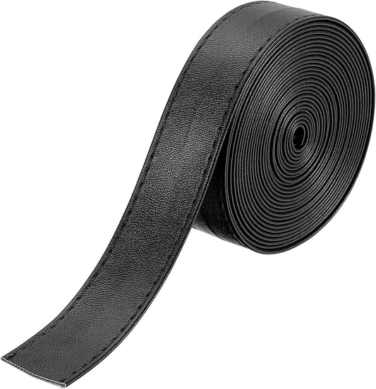 uxcell 118 Inches Double Sided PU Leather Strap, 0.79 Inches Wide Flat Leather Strips Cord String for Clothing Bag DIY Craft Making (Black) BST326L