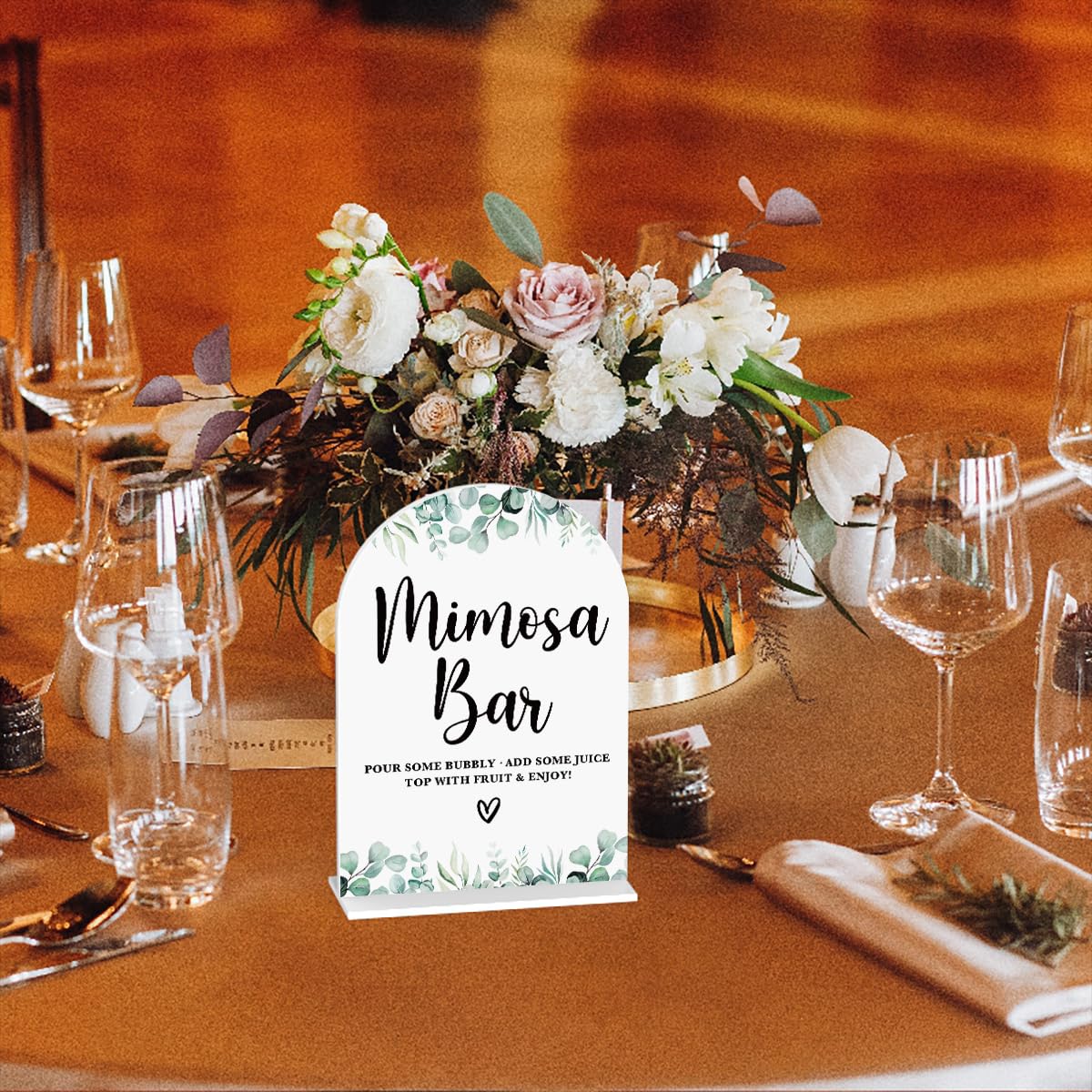 Acrylic Wedding Sign Bubble Send Off Signs for Ceremony Modern Calligraphy Arch Acrylic Table Top Signs for Wedding Reception and Event Party Table Decor (White Eucalyptus Leaves) BST326L