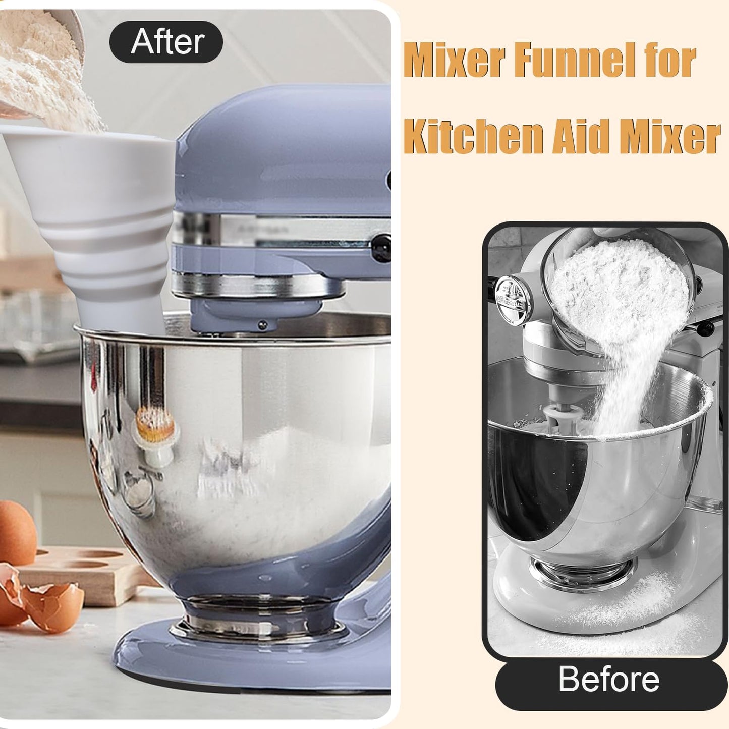 Flour Funnel for Kitchen Aid Mixer,Kitchenaid Attachments for Stand Mixer,Pour Spout for Kitchenaid Mixer,Cookie Countess Flour Funnel for Kitchen Aid,Perfect for Baking, Easy to Use, and Clean BST202