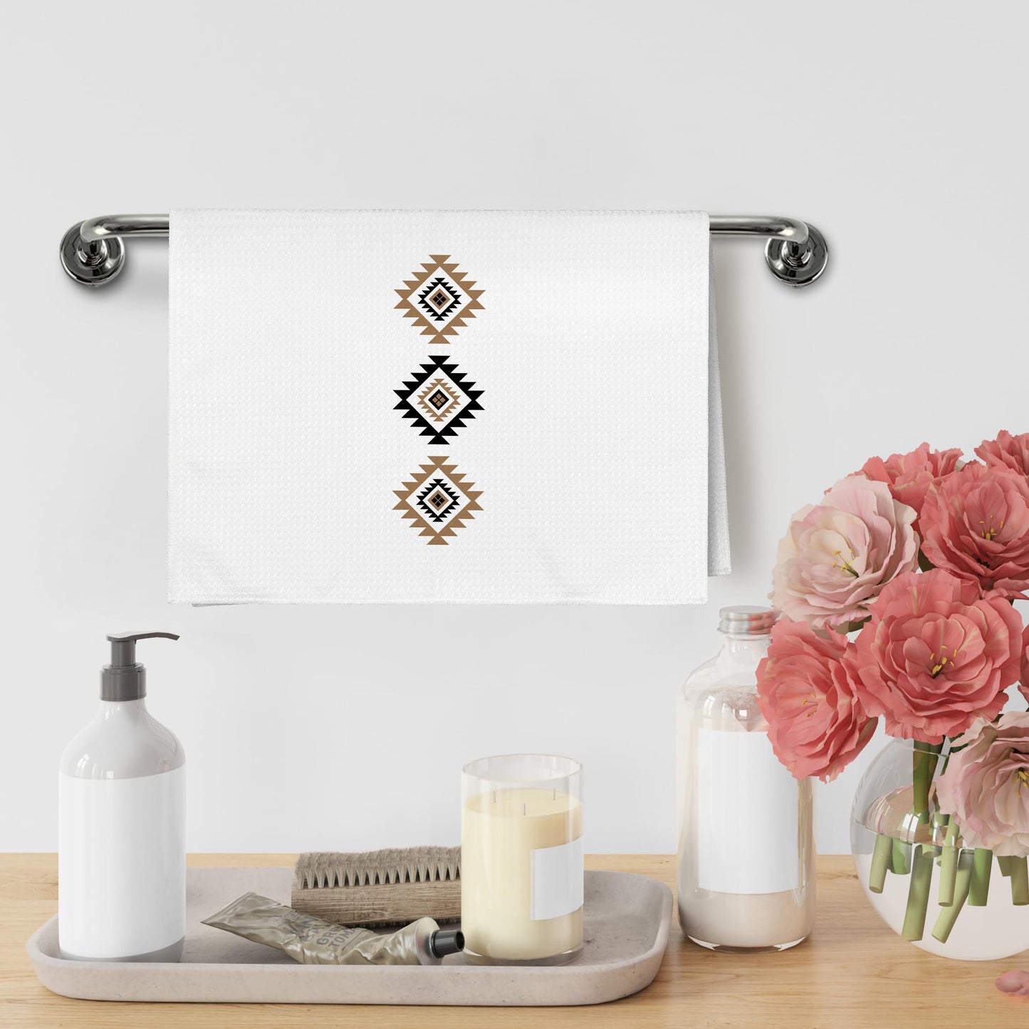 Western Boho Kitchen Towels, Southwestern Southwest Aztec Western Native American Bathroom Kitchen Decor, Western Cream Beige Neutral Decor Dish Hand Tea Towels for Bathroom Kitchen,16x24Inch BST326L