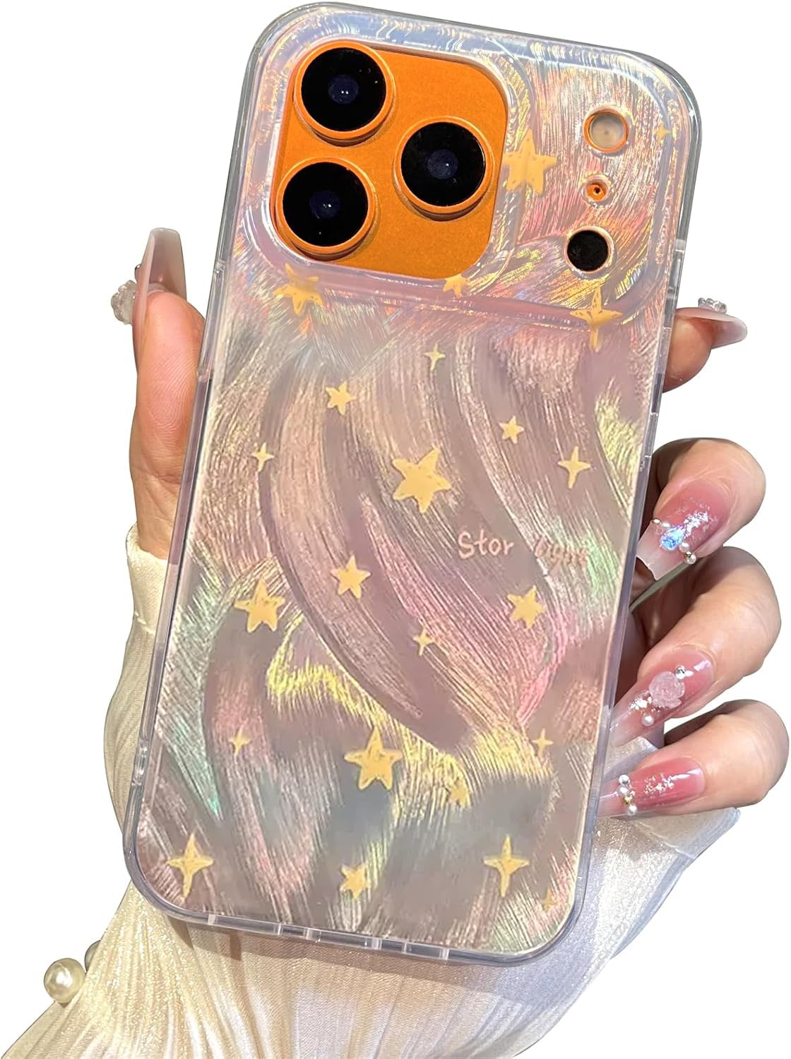 I-MGAE-IN-AR Compact Case for iPhone 16 Holographic Cloud Design,Cute Trendy Soft Slim TPU Shockproof Protective Phone Cases Cover for Women Girls Aesthetic Glitter WN420