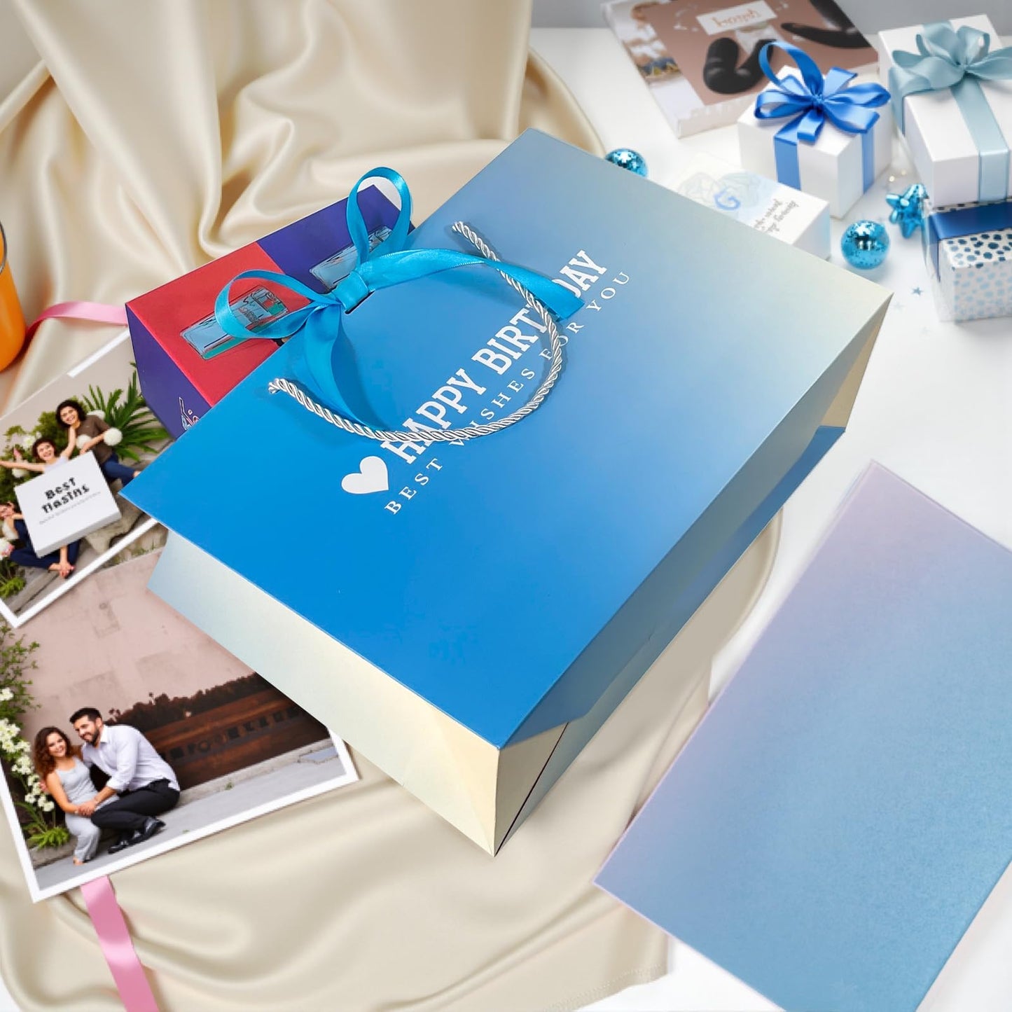 Kecorax Birthday Gift Bag for Women, 14" Large Birthday Bags Set for Girls with Tissue Paper, Card and Ribbons, Suitable for Birthday-themed Parties BST220