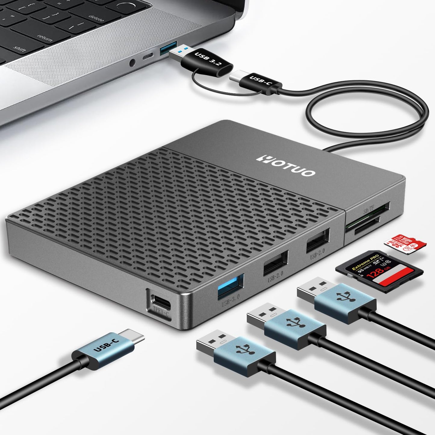 YOTUO 1TB External Hard Drive, USB C Multiport Hub HDD 7-in-1 RD12