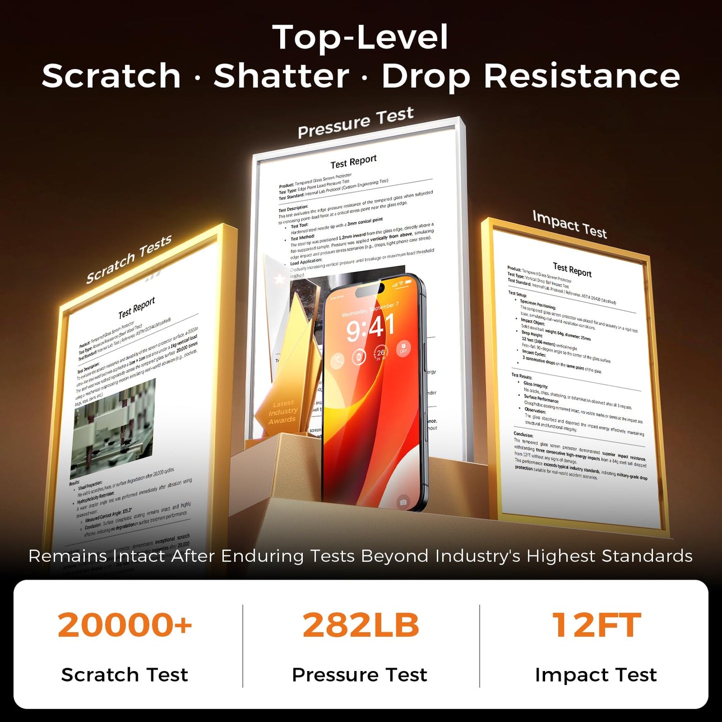 NeverBreak 9H+ Hardness for iPhone 17 Pro Screen Protector 12FT Military Grade Protection (Scratch, Shatter, Drop Resistance) Tempered Glass Full Edge Coverage 6.3" 2025, 2 Pack with De-Bubble Card WN420