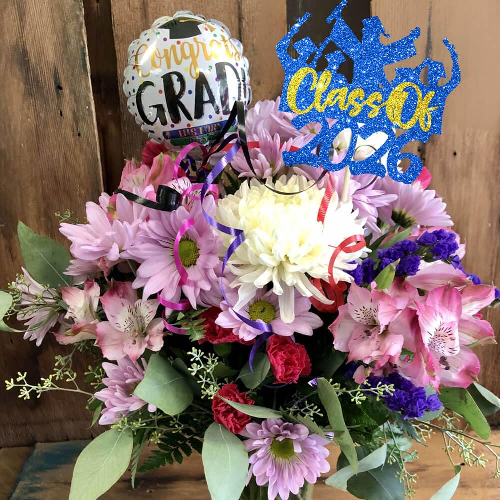 2026 Graduation Cake Topper Gold Glitter Class of 2026 Cake Topper Congrats Grad Party Cake Decor for Senior High School 2026 Graduation Party Cake Supplies Decorations BST202