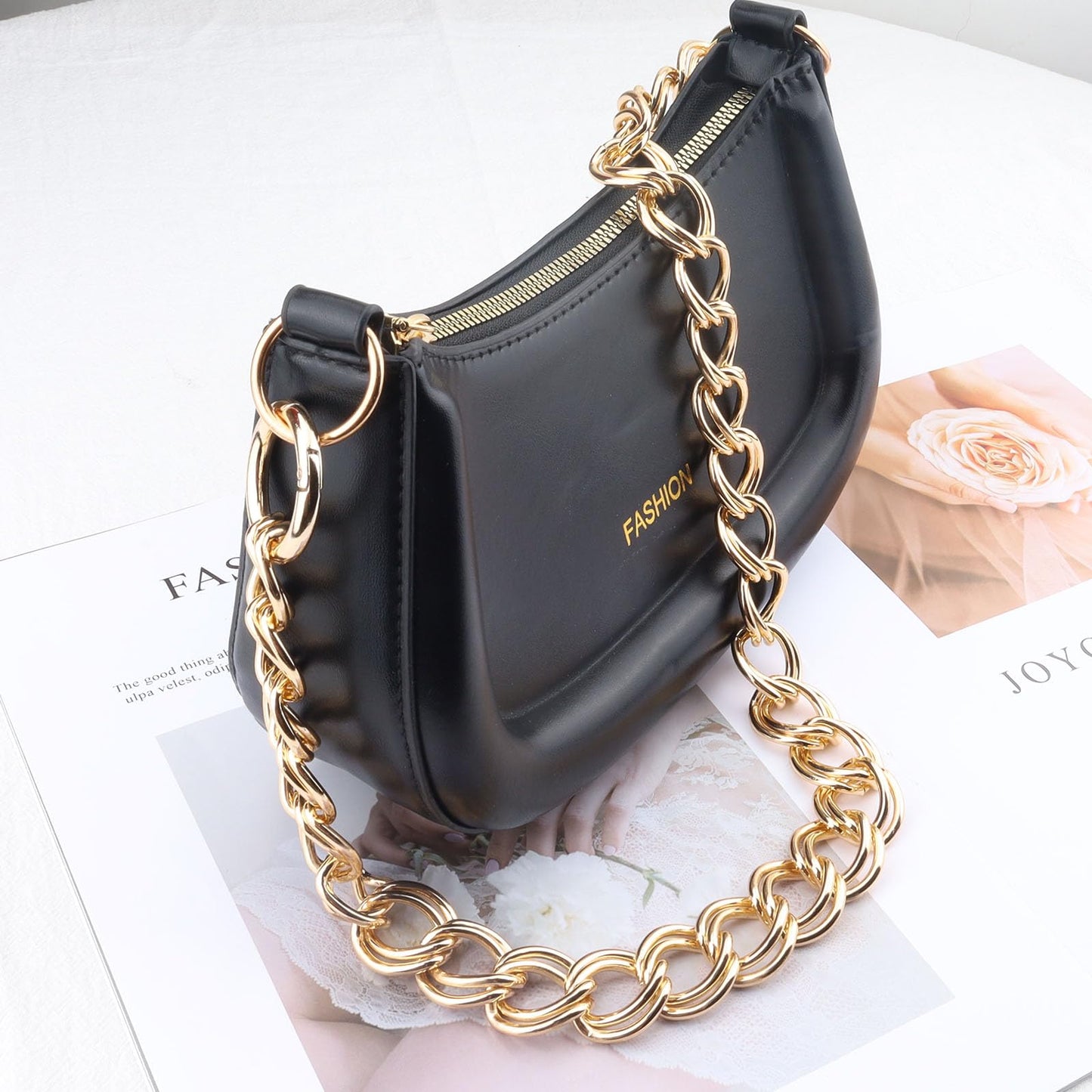 Errienpin 23.6 Inch Chunky Purse Chain Handles | Double Chain with Oversized O Ring | Short Strap Replacement for Handbags & Shoulder Bags(Antique Gold) BST220