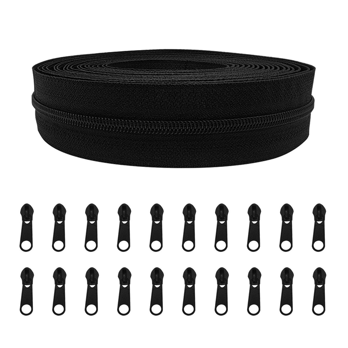 ANPURZII NO.3 Nylon Coil White Zippers by The Yard Bulk 10 Yards with 20pcs Zipper Sliders for DIY Sewing Tailor Craft Bags (White) BST220