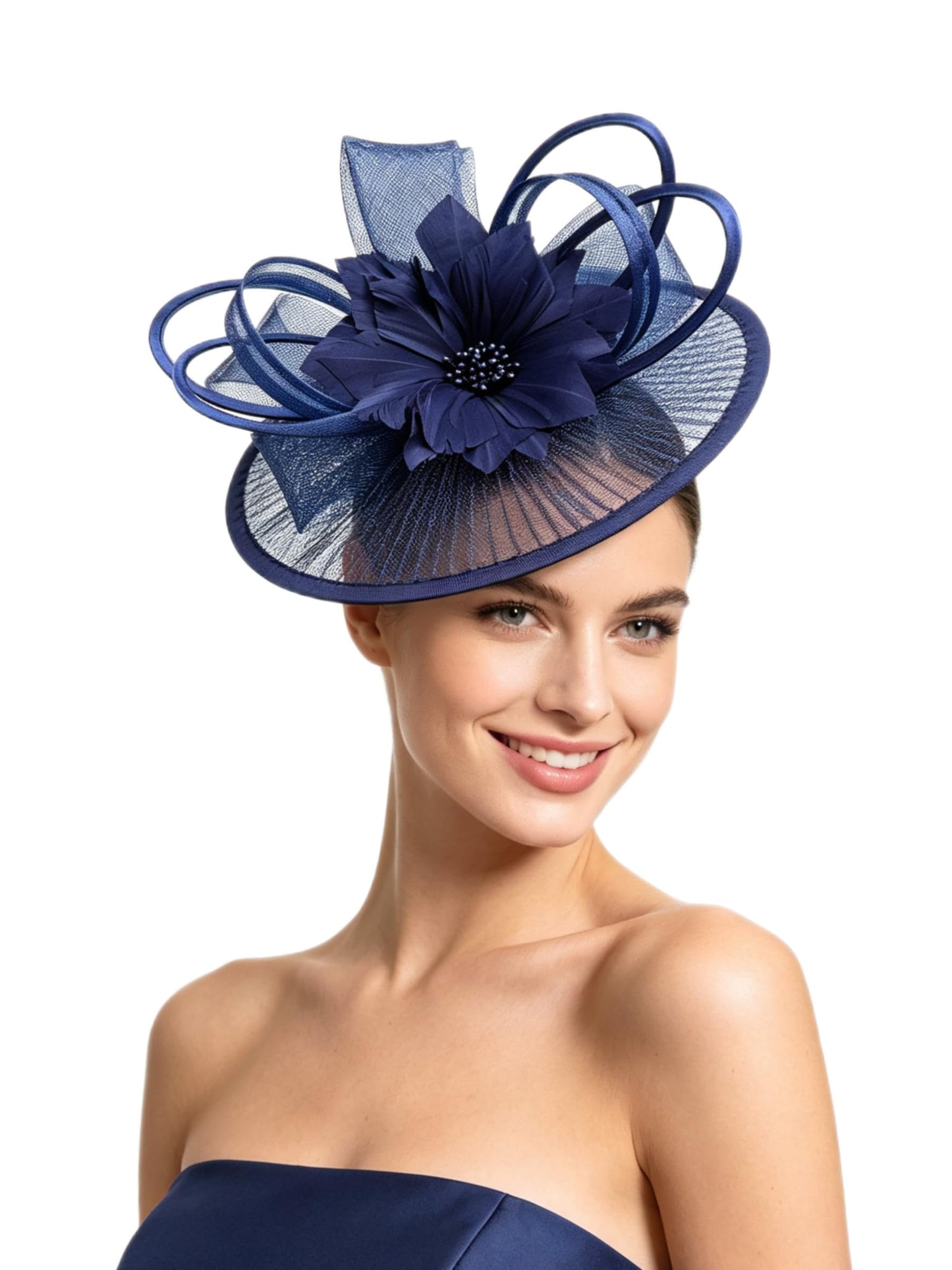 SAFERIN Elegant Women's Fascinator Hat with Veil and Feather Hair Clip Headpiece for Weddings Tea Party WN420