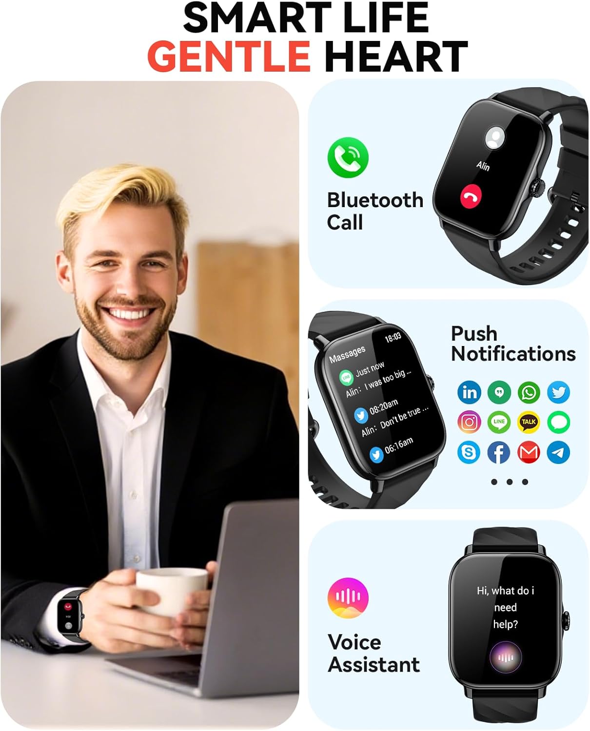 Kriutefy Smart Watches Fitness Tracker for Women Men with Step Counter, Sleep Calorie Monitor, Pedometer, IP68 82