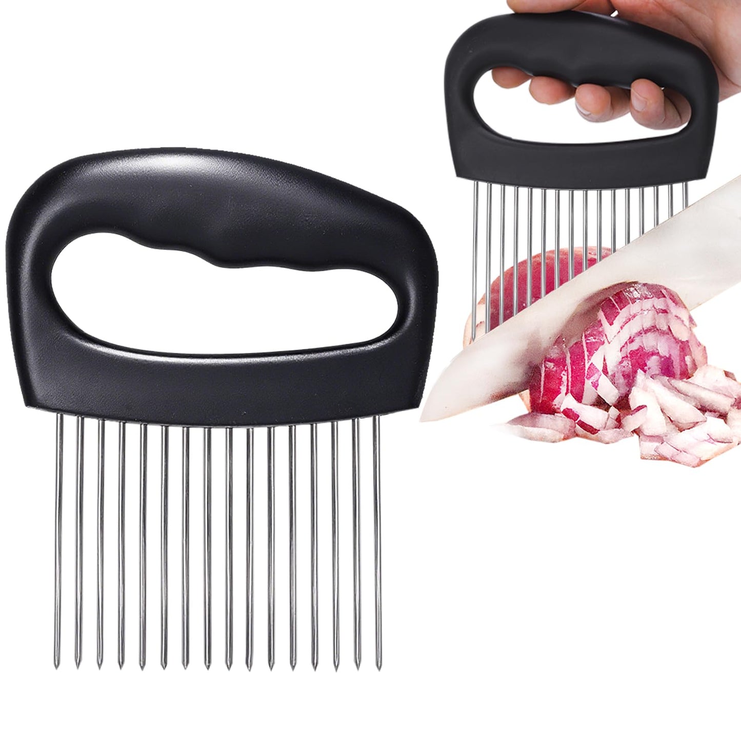 JAYVAR Extra-Large Onion Holder for Slicing, 304 Stainless Steel | 14 Long Needles, Onions Cutter Vegetable Chopper, Tomato Cutter Slicer, Kitchen Gadgets for Evenly Slicing BST326H